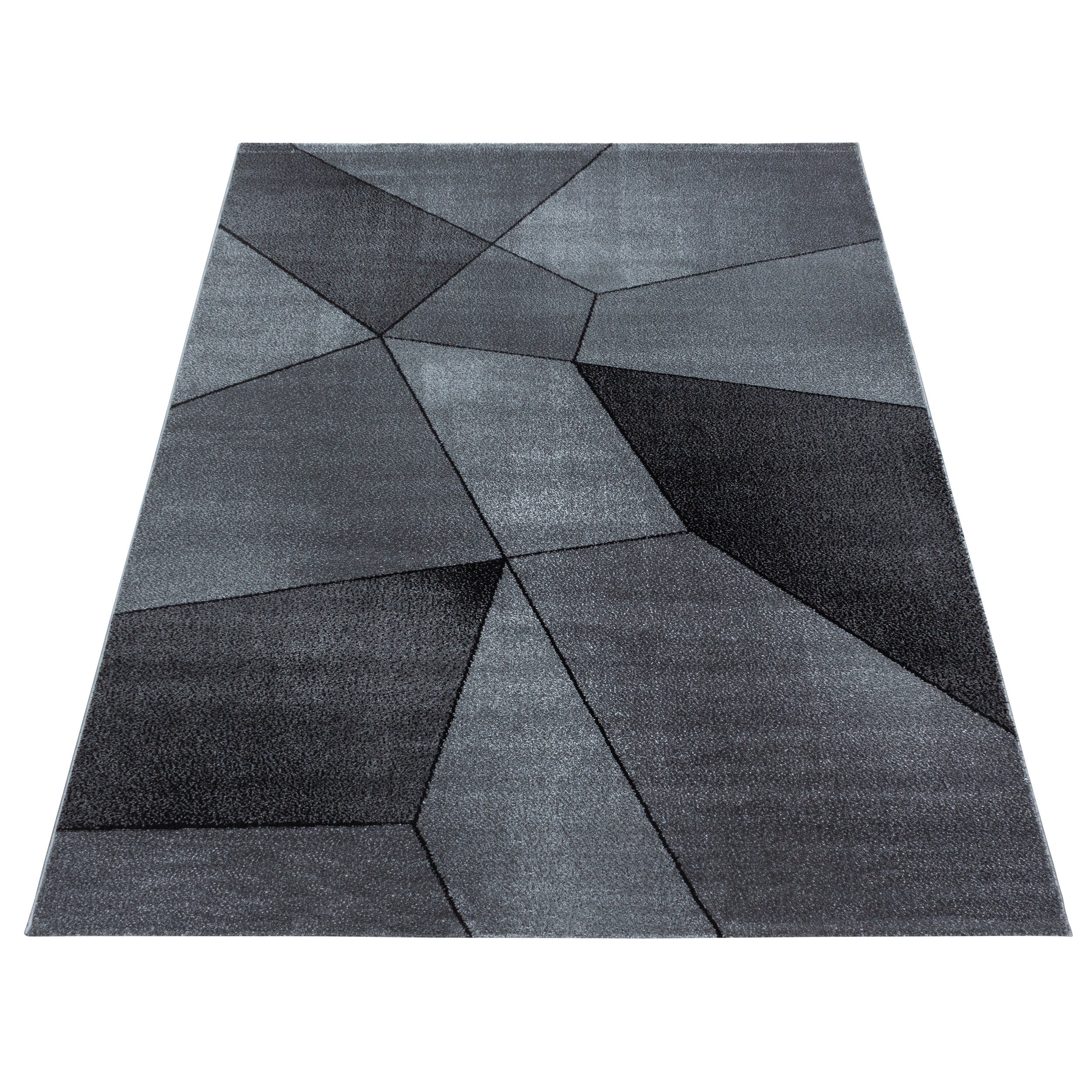 Kurzflor-Teppich Edeles Design grau und rosa