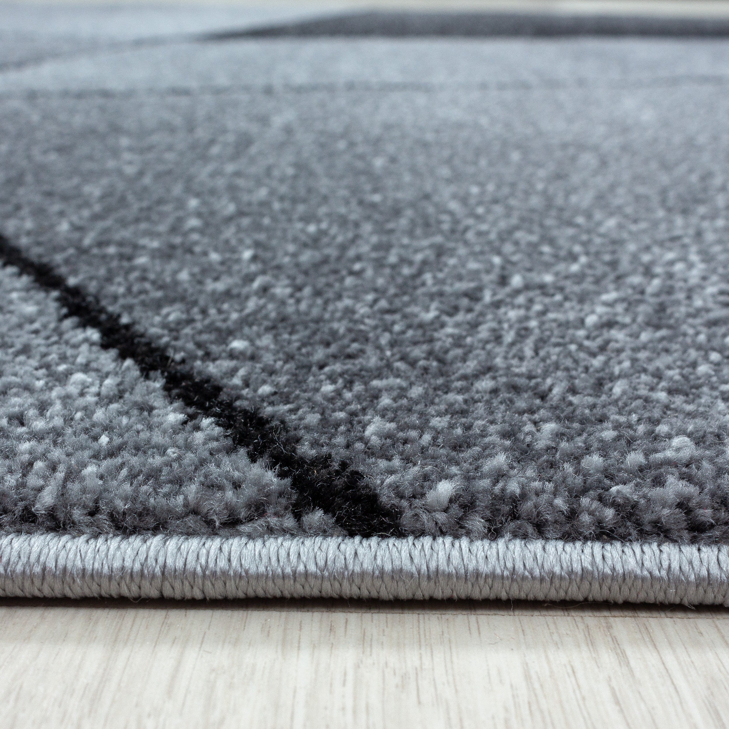 Kurzflor-Teppich Edeles Design grau und rosa
