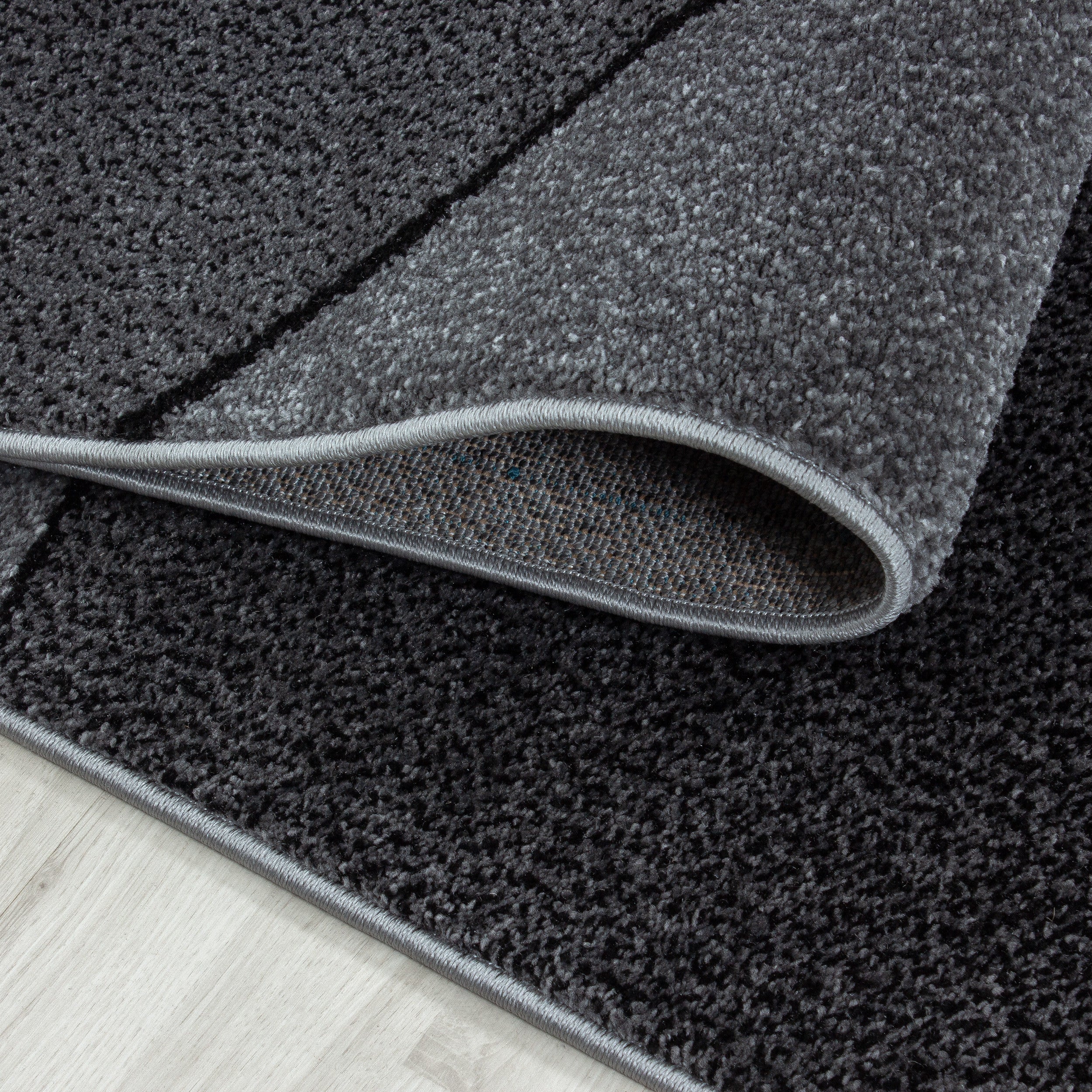 Kurzflor-Teppich Edeles Design grau und rosa