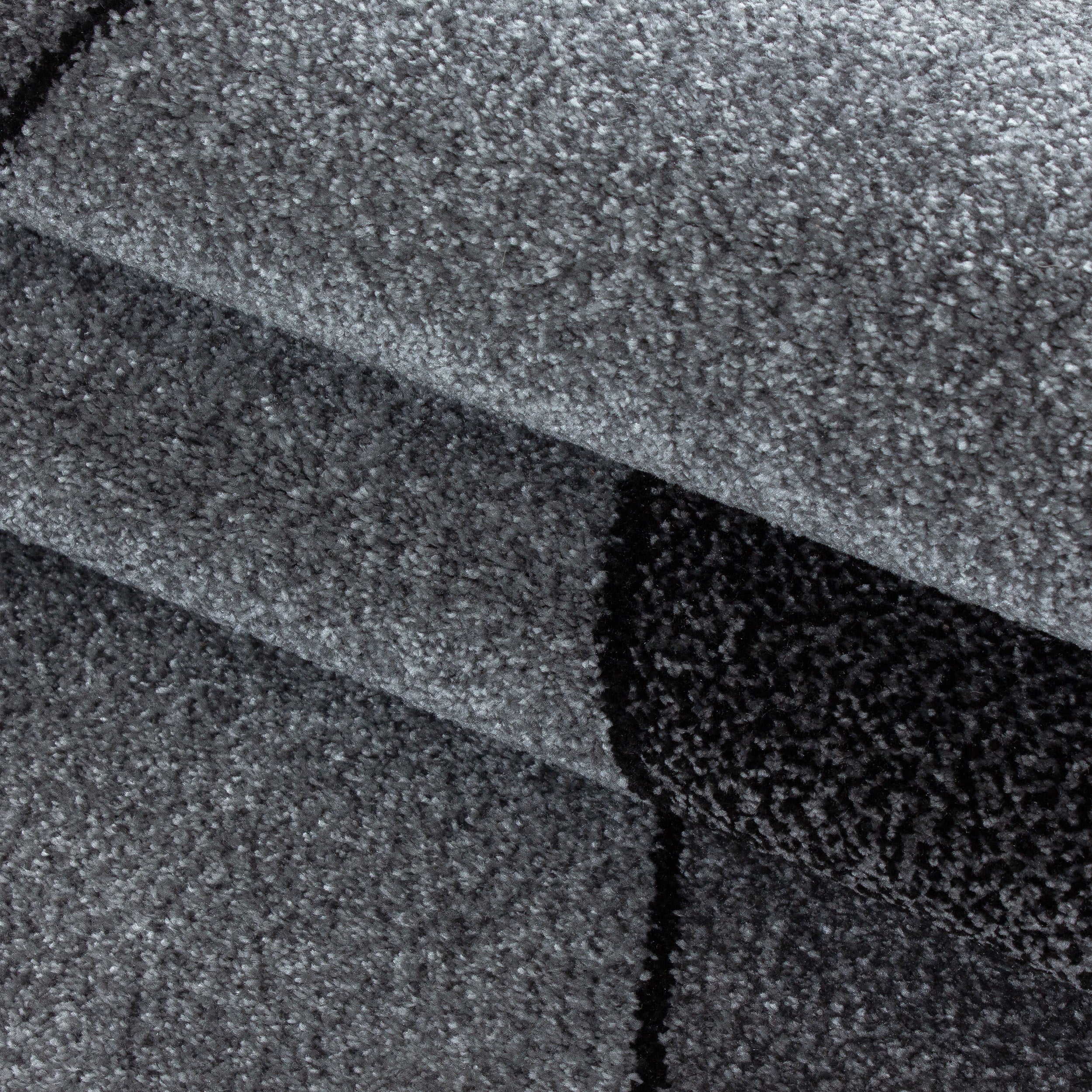 Kurzflor-Teppich Edeles Design grau und rosa