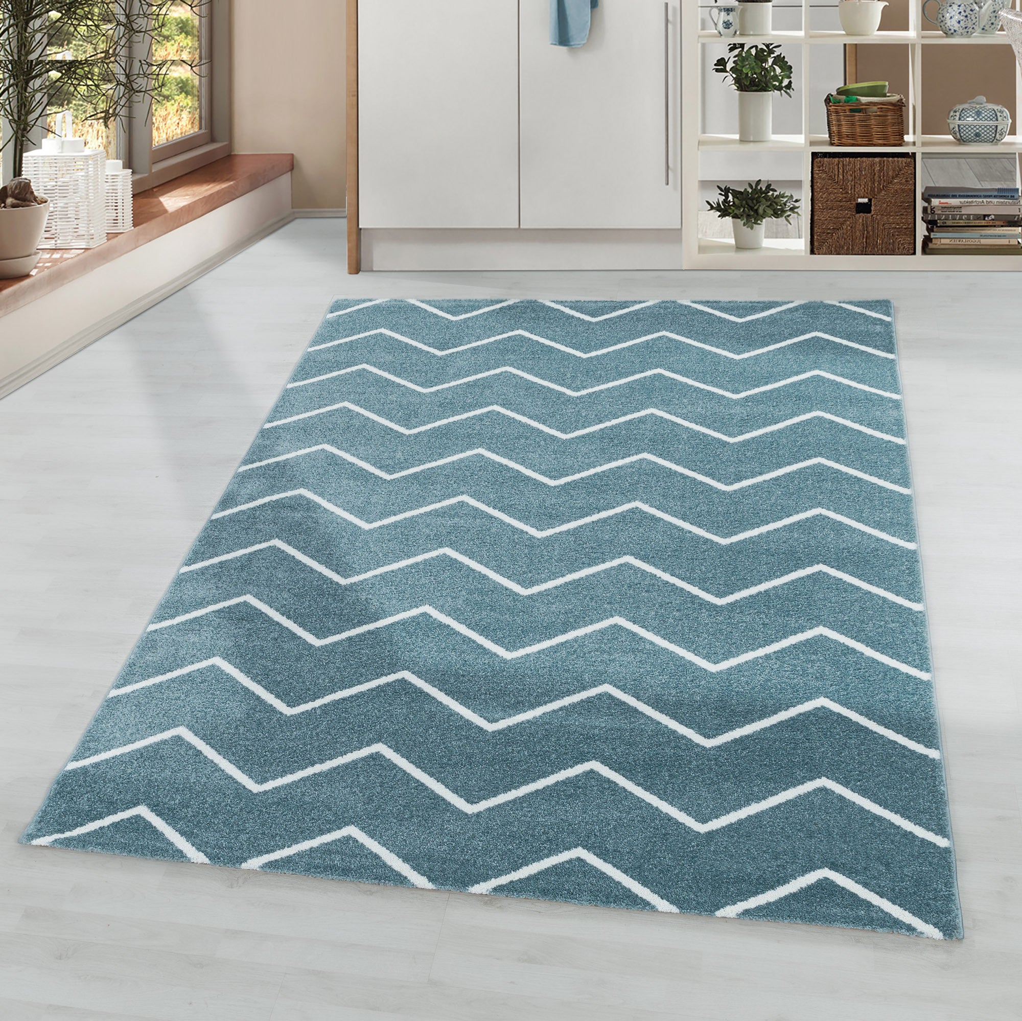 Kurzflor-Teppich im Chevron-Design verschiedene Farben