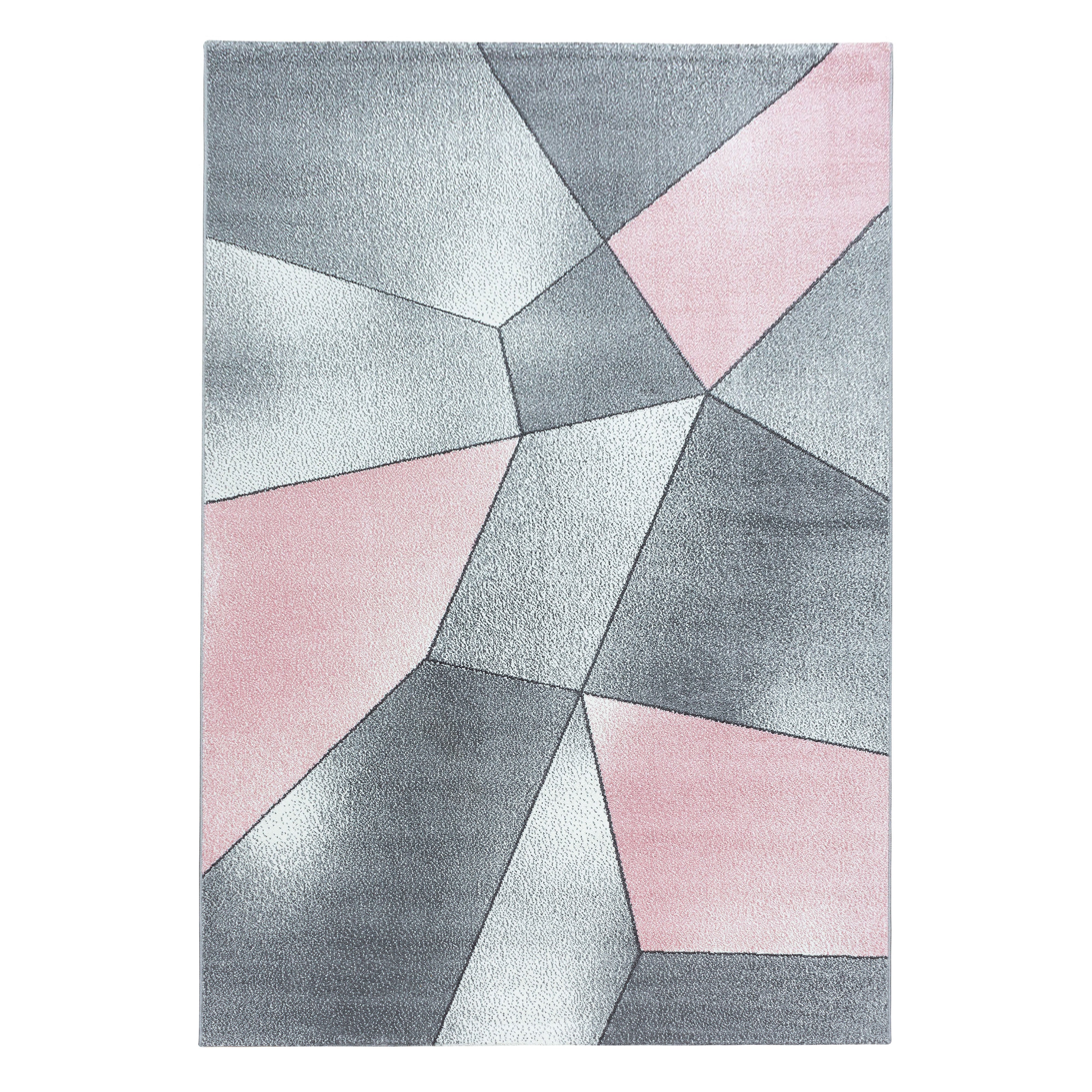 Kurzflor-Teppich Edeles Design grau und rosa