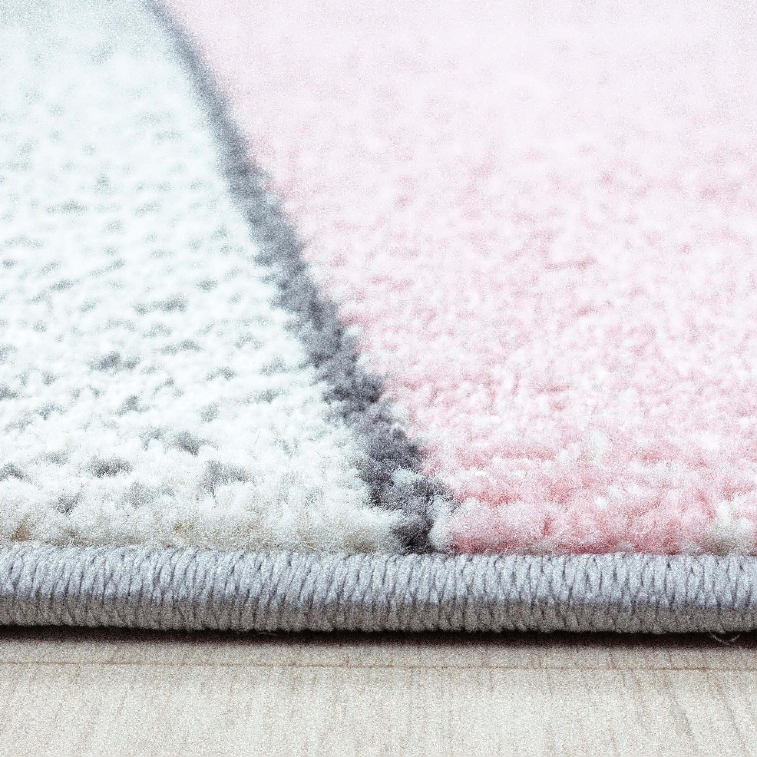 Kurzflor-Teppich Edeles Design grau und rosa