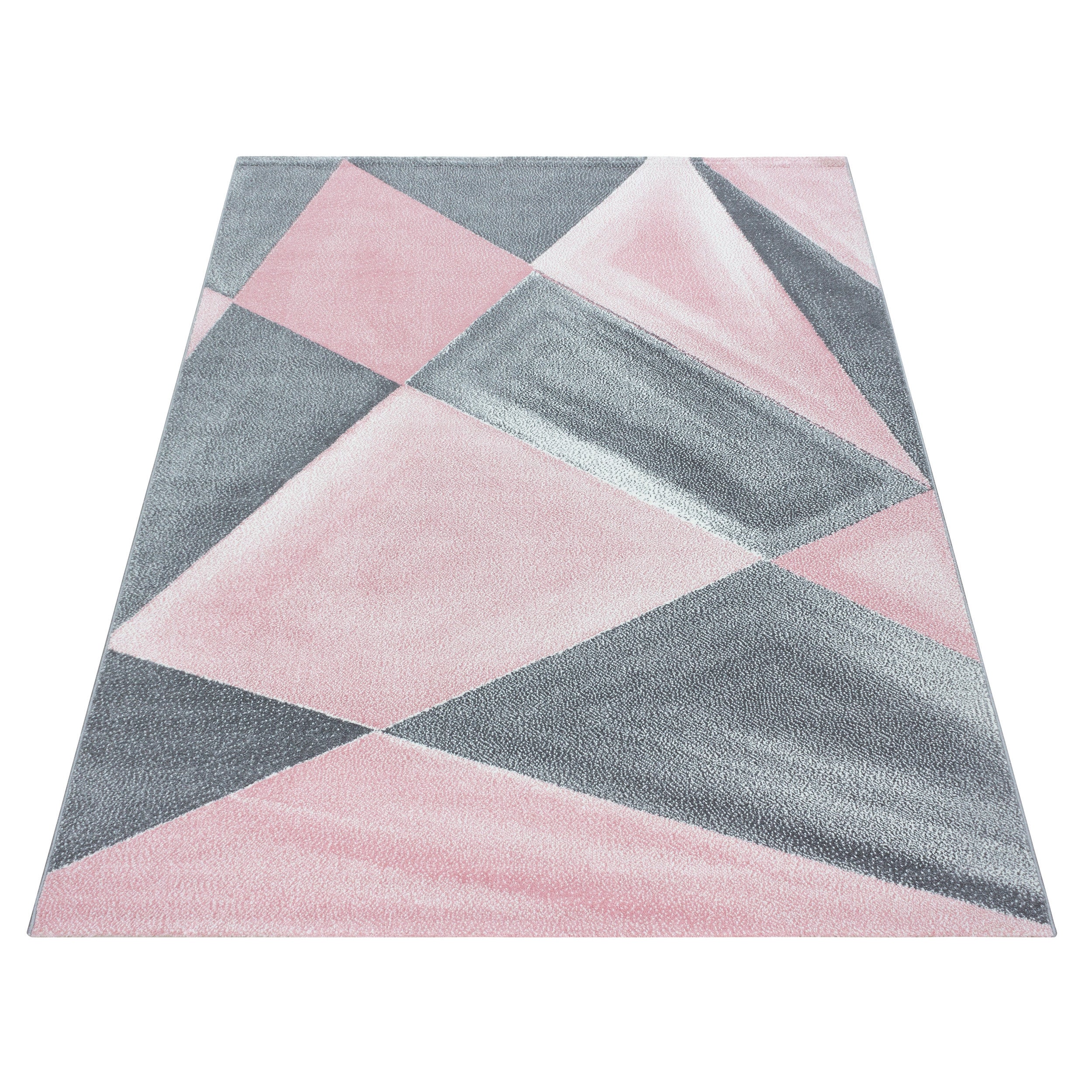 Kurzflor-Teppich modernes Design in blau und rosa