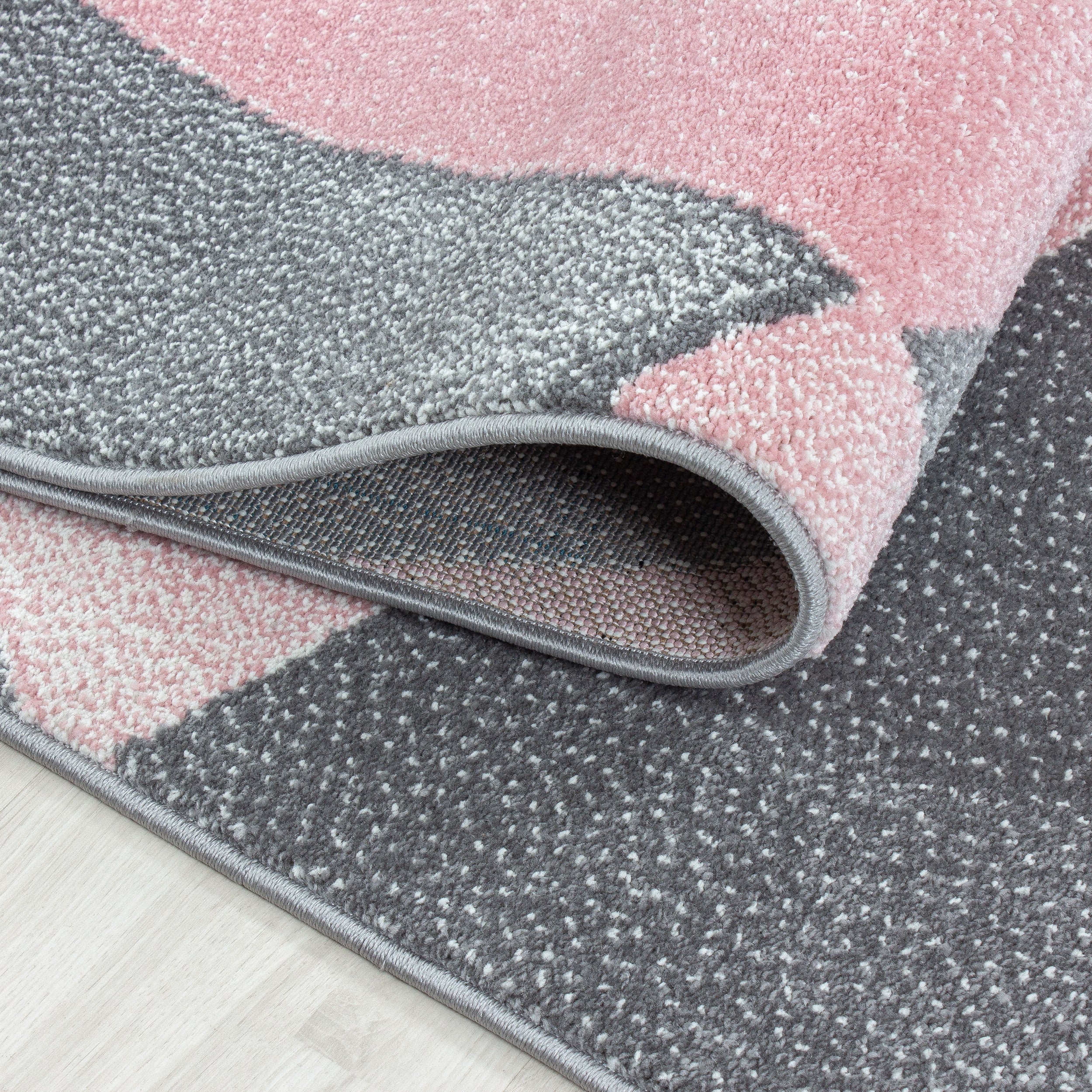 Kurzflor-Teppich modernes Design in blau und rosa