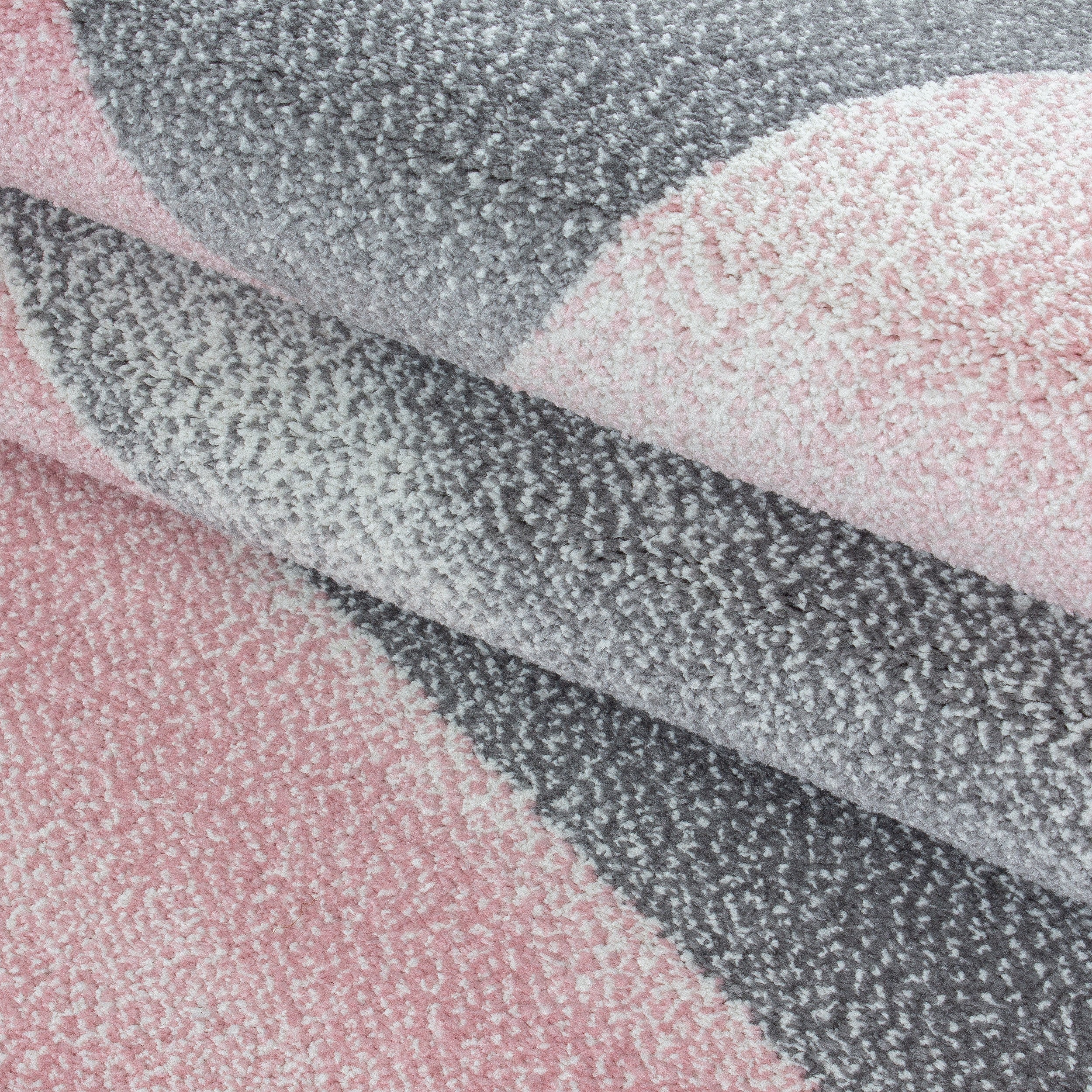 Kurzflor-Teppich modernes Design in blau und rosa