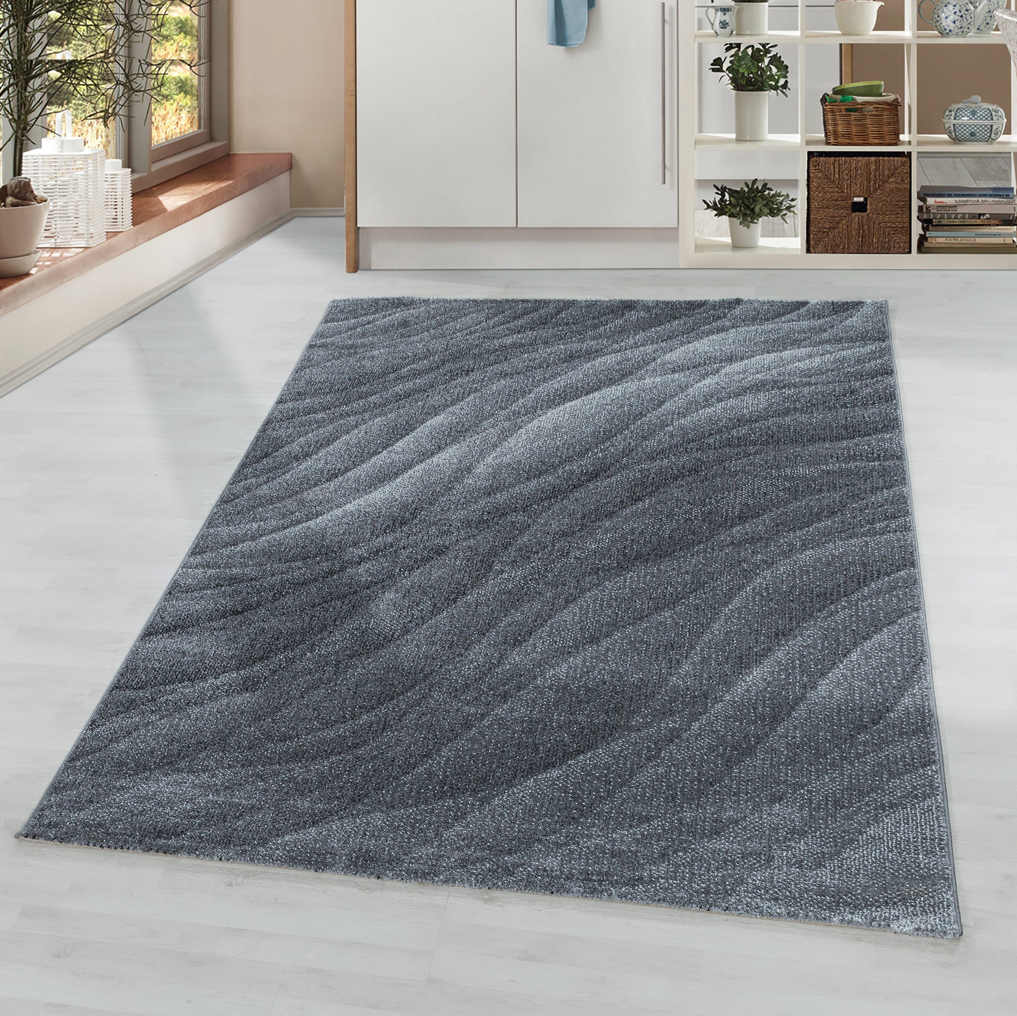 Kurzflor-Teppich für kreative Räume mit Wellen Abstraktion
