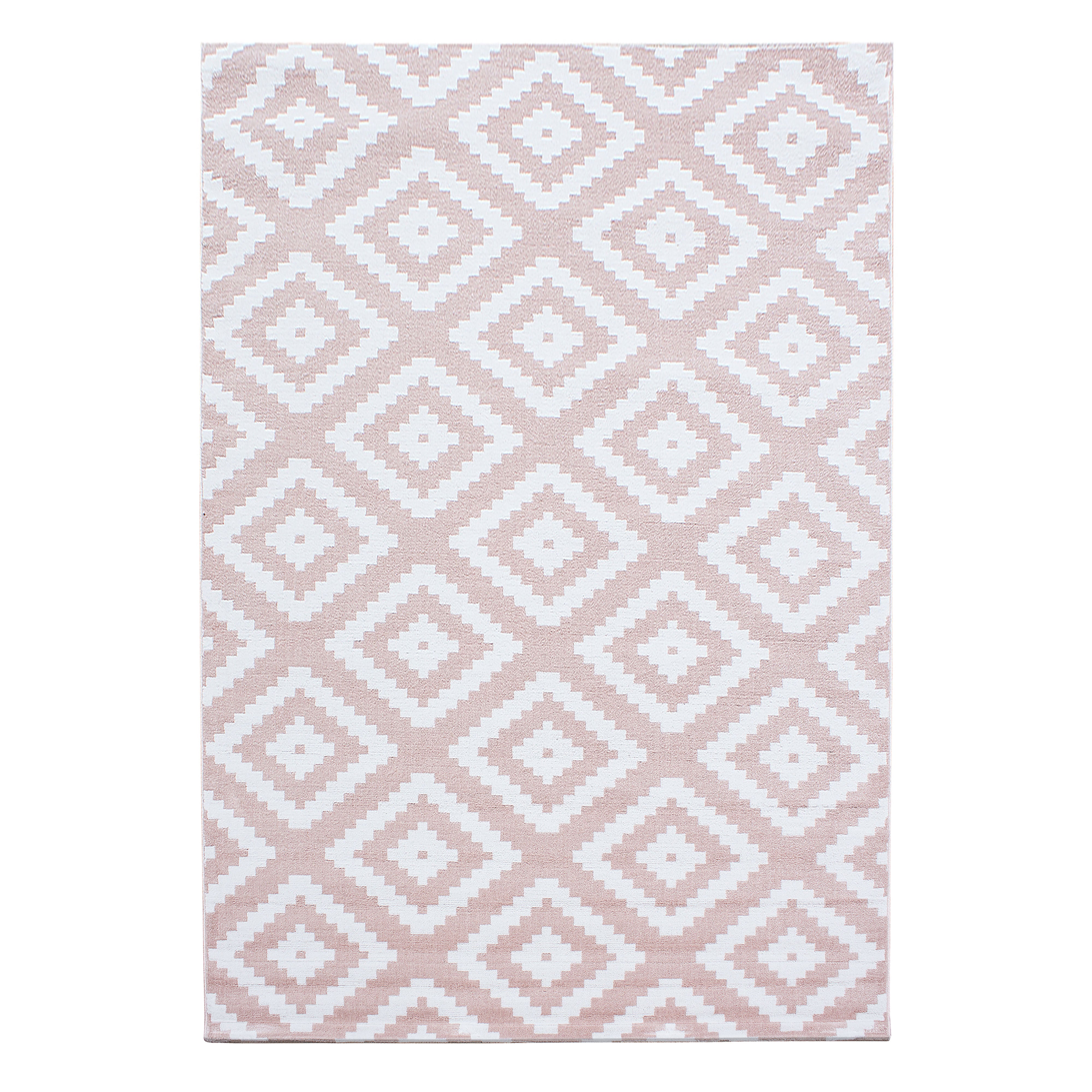 Kurzflor-Teppich karo Design in grau und rosa