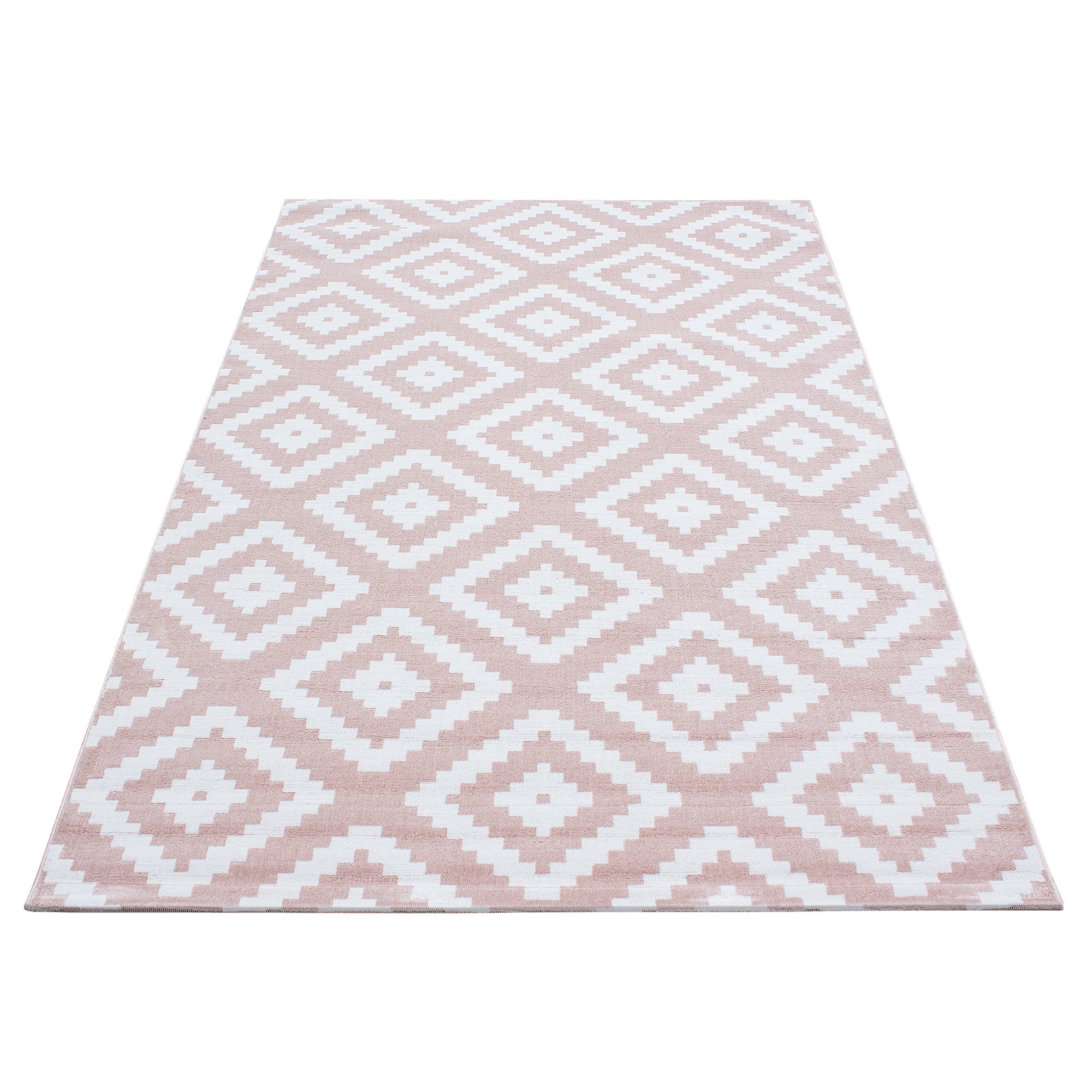Kurzflor-Teppich karo Design in grau und rosa