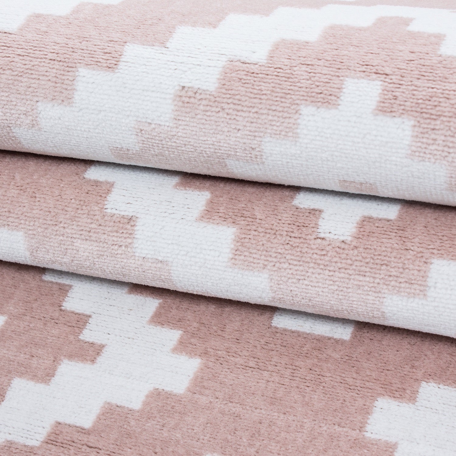 Kurzflor-Teppich karo Design in grau und rosa