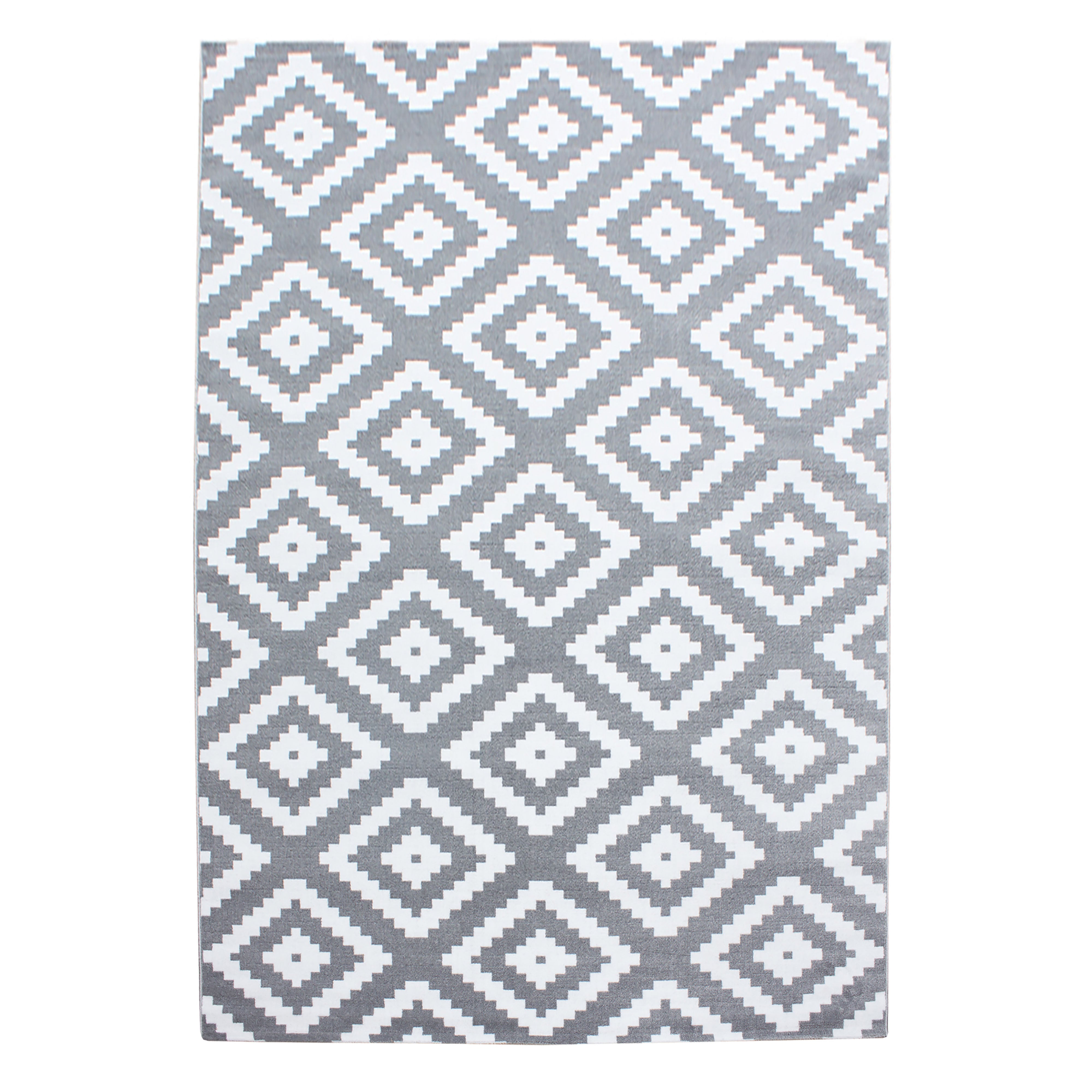 Kurzflor-Teppich karo Design in grau und rosa