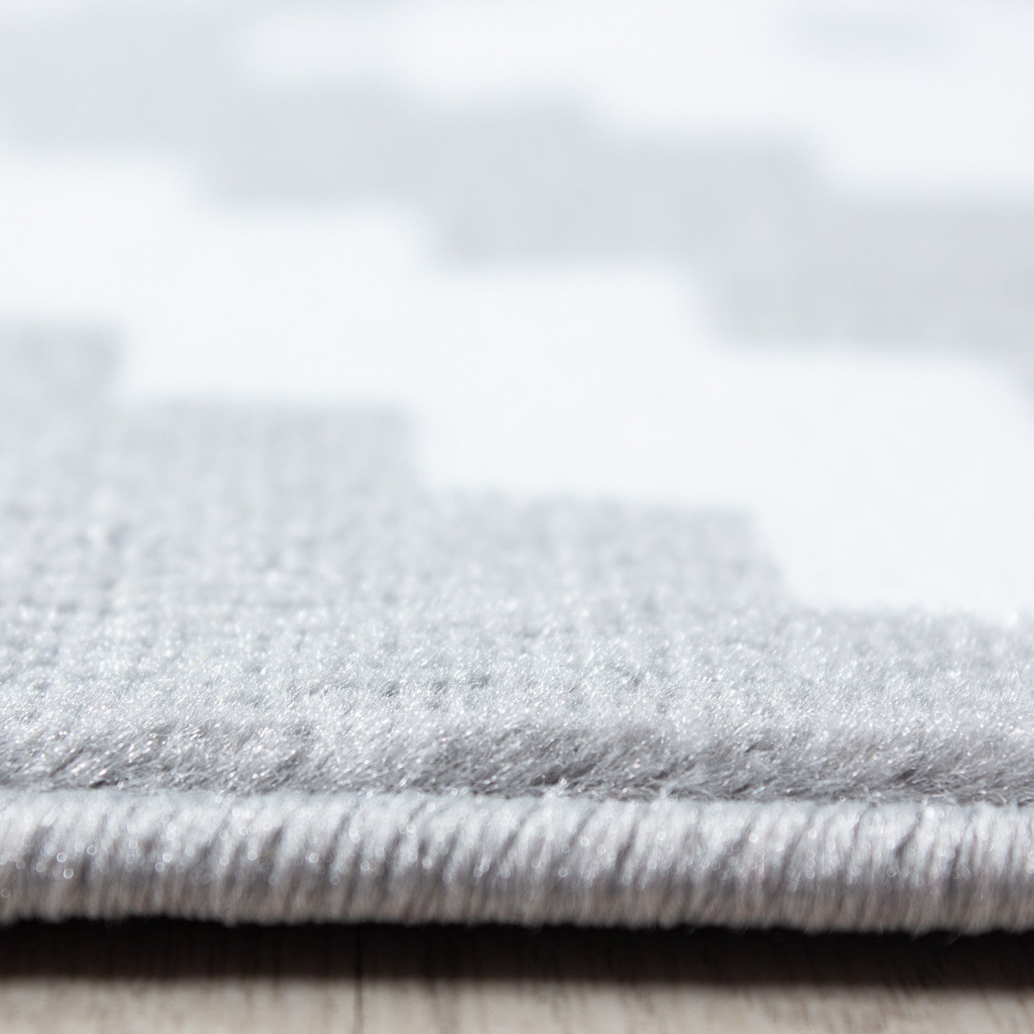 Kurzflor-Teppich karo Design in grau und rosa