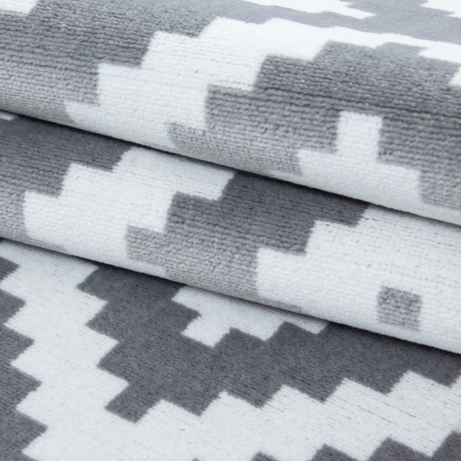 Kurzflor-Teppich karo Design in grau und rosa