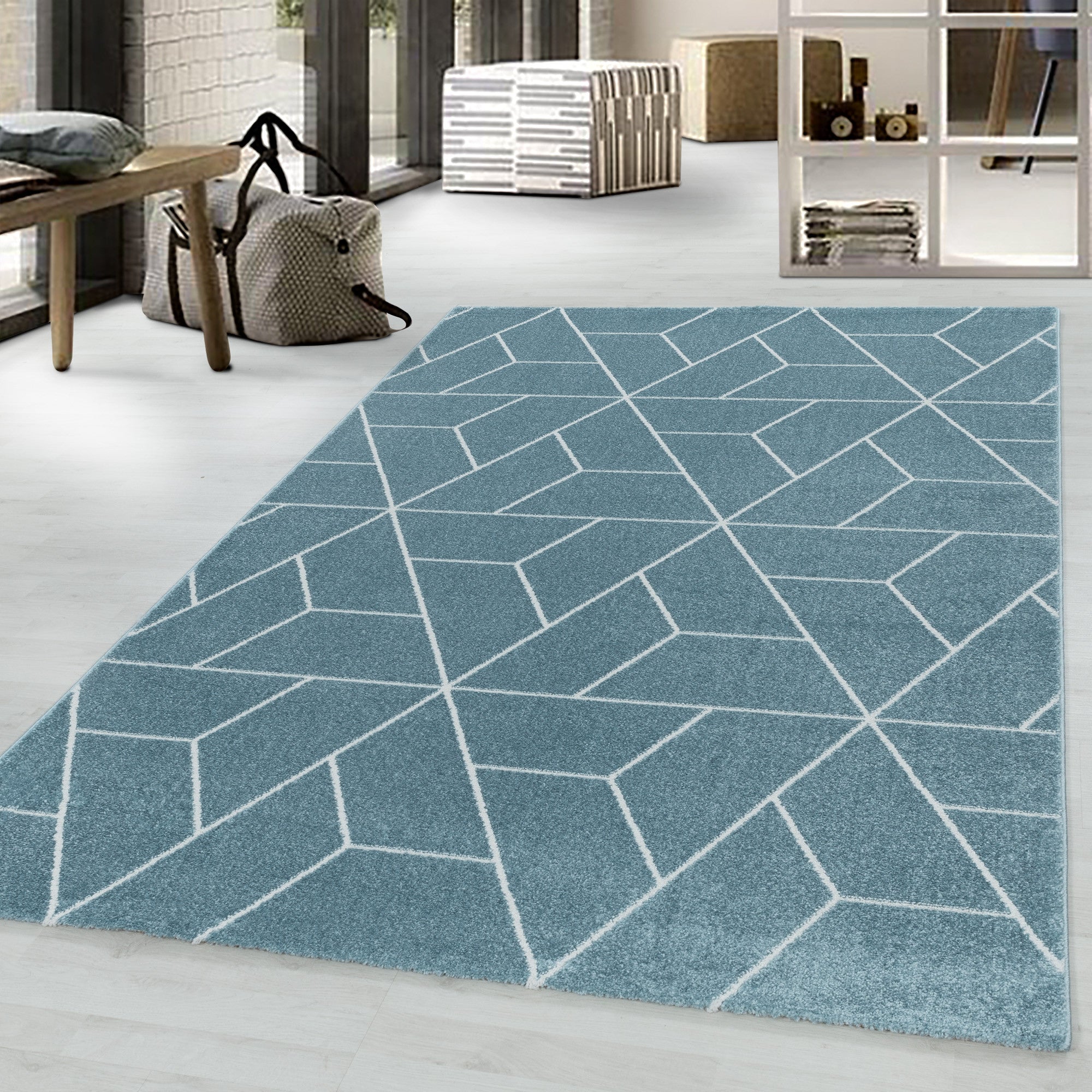 Kurzflor-Teppich im geometrisches Design modern