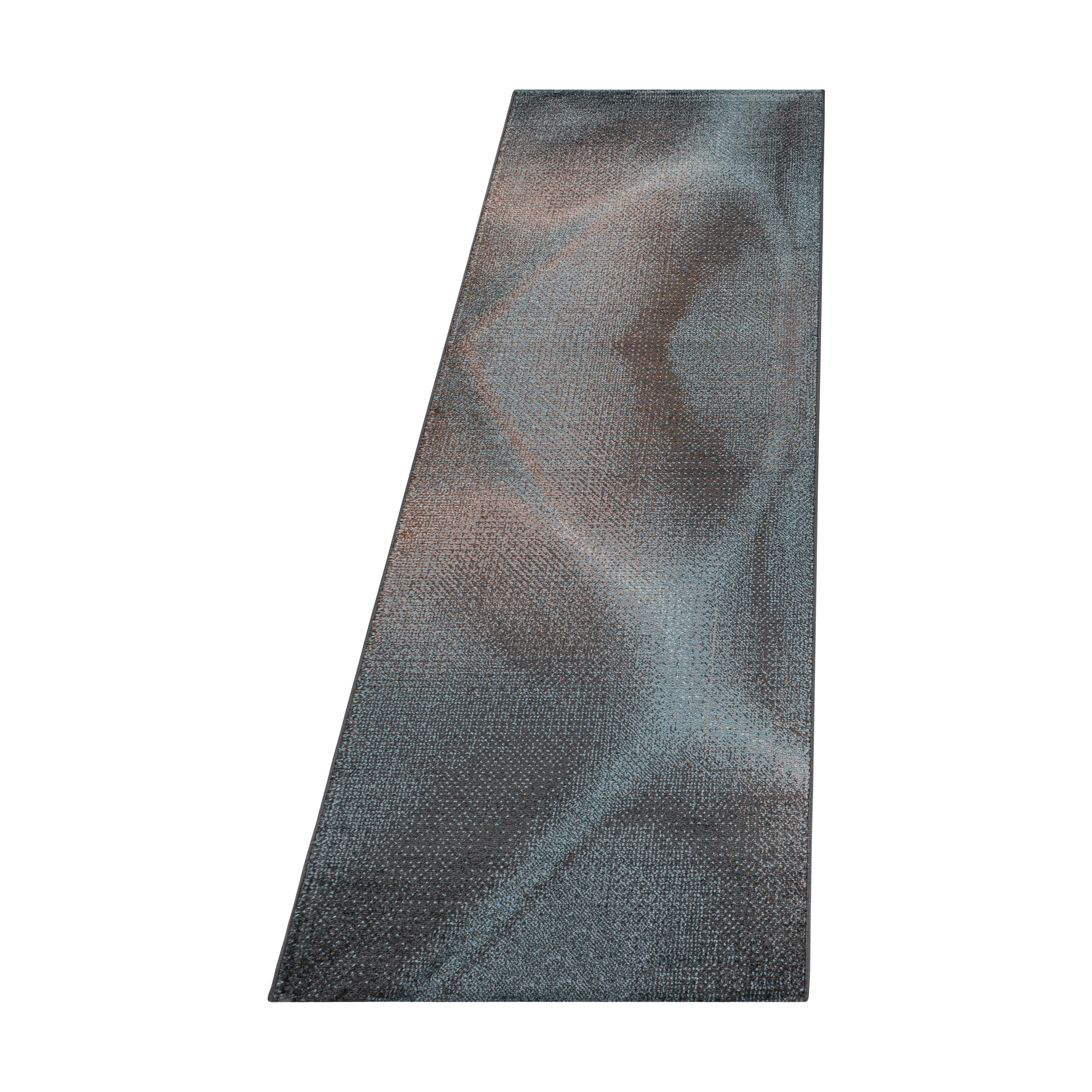 Kurzflor-Teppich abstraktes Design braun und blau