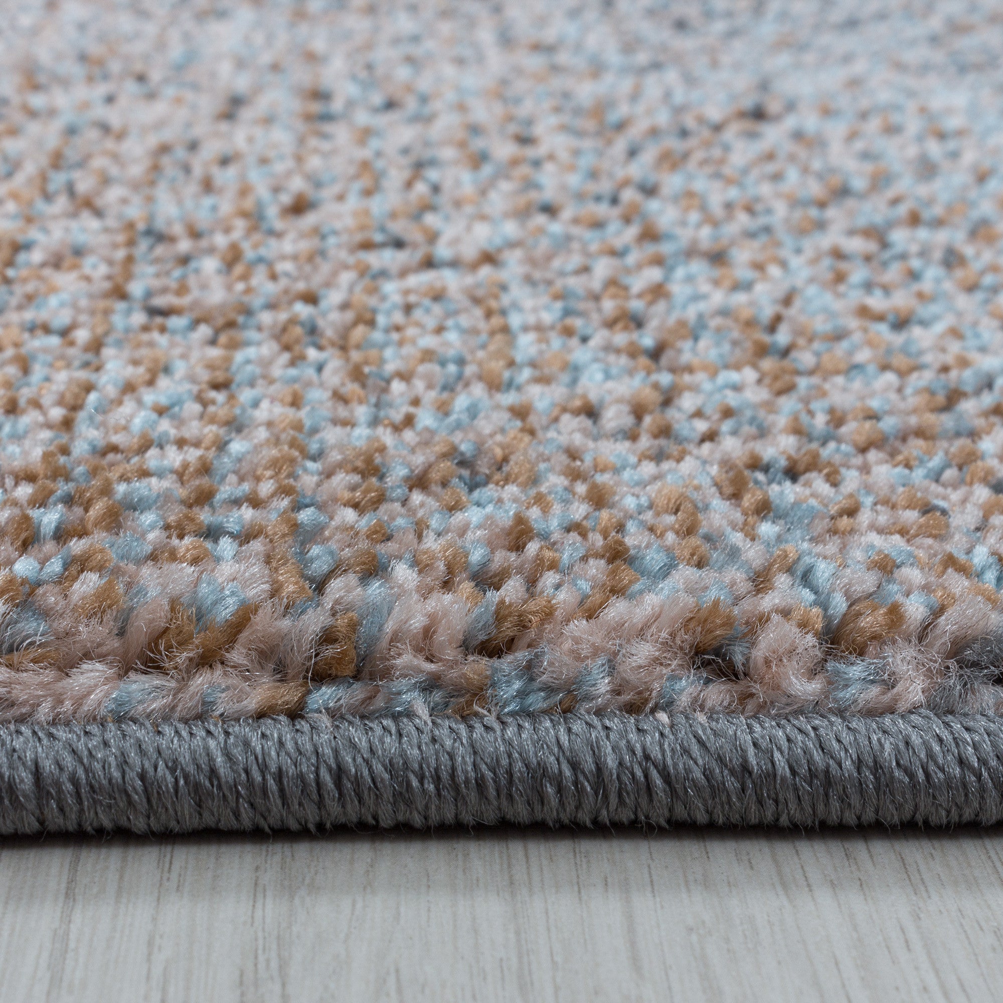 Kurzflor-Teppich abstraktes Design braun und blau