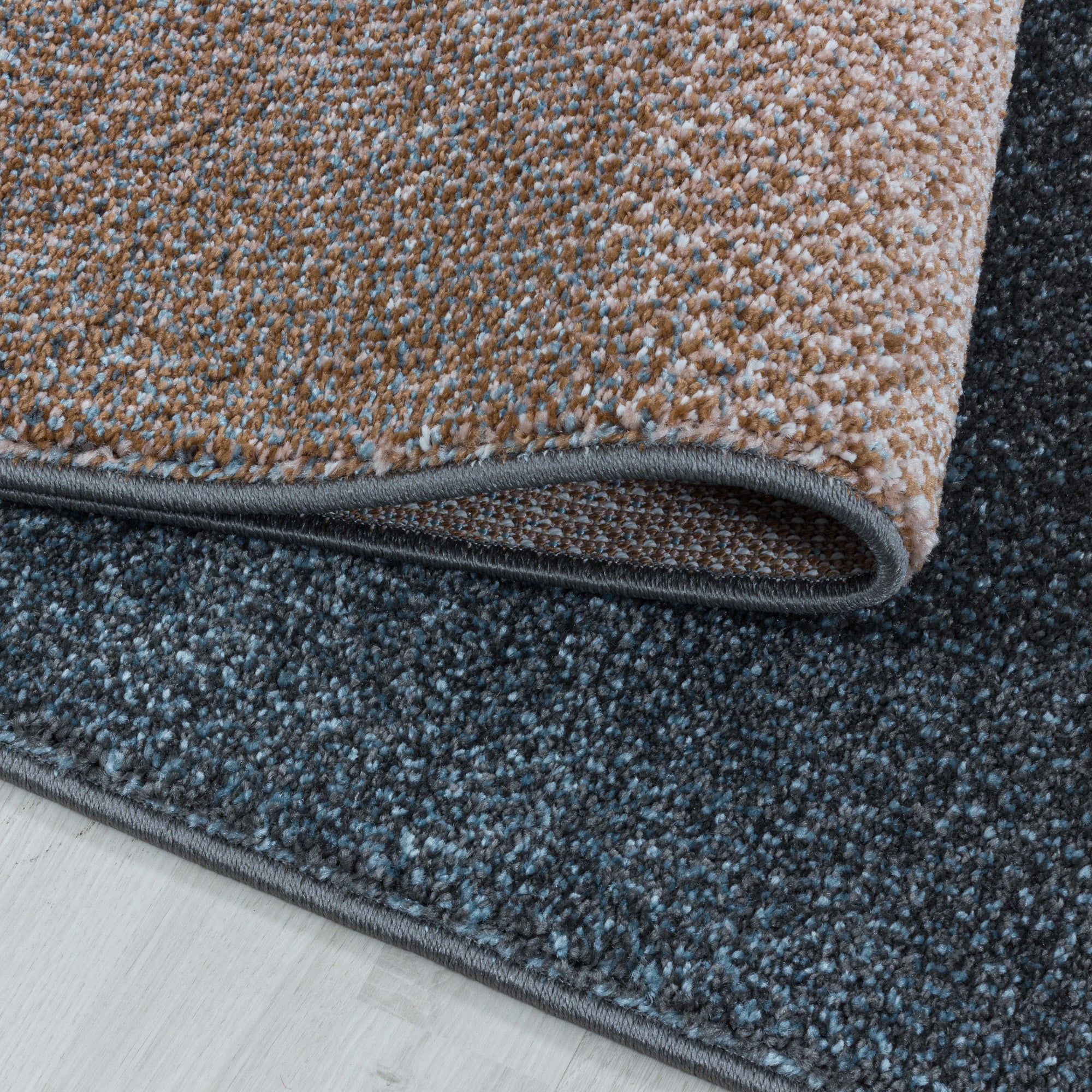Kurzflor-Teppich abstraktes Design braun und blau