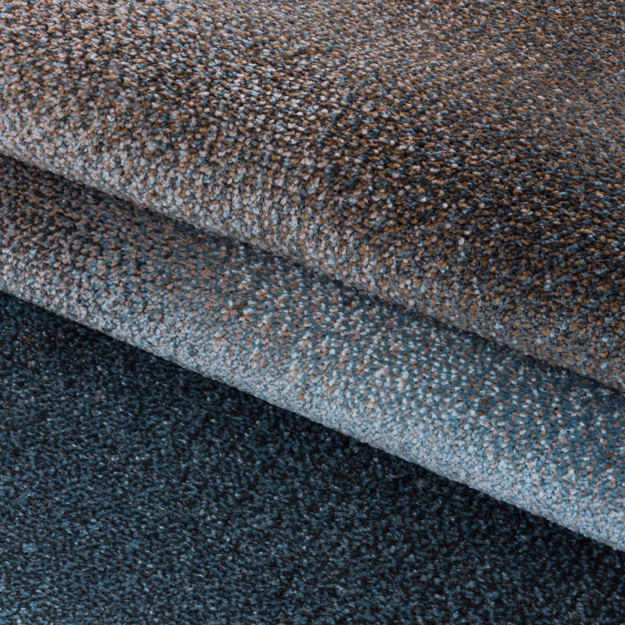 Kurzflor-Teppich abstraktes Design braun und blau