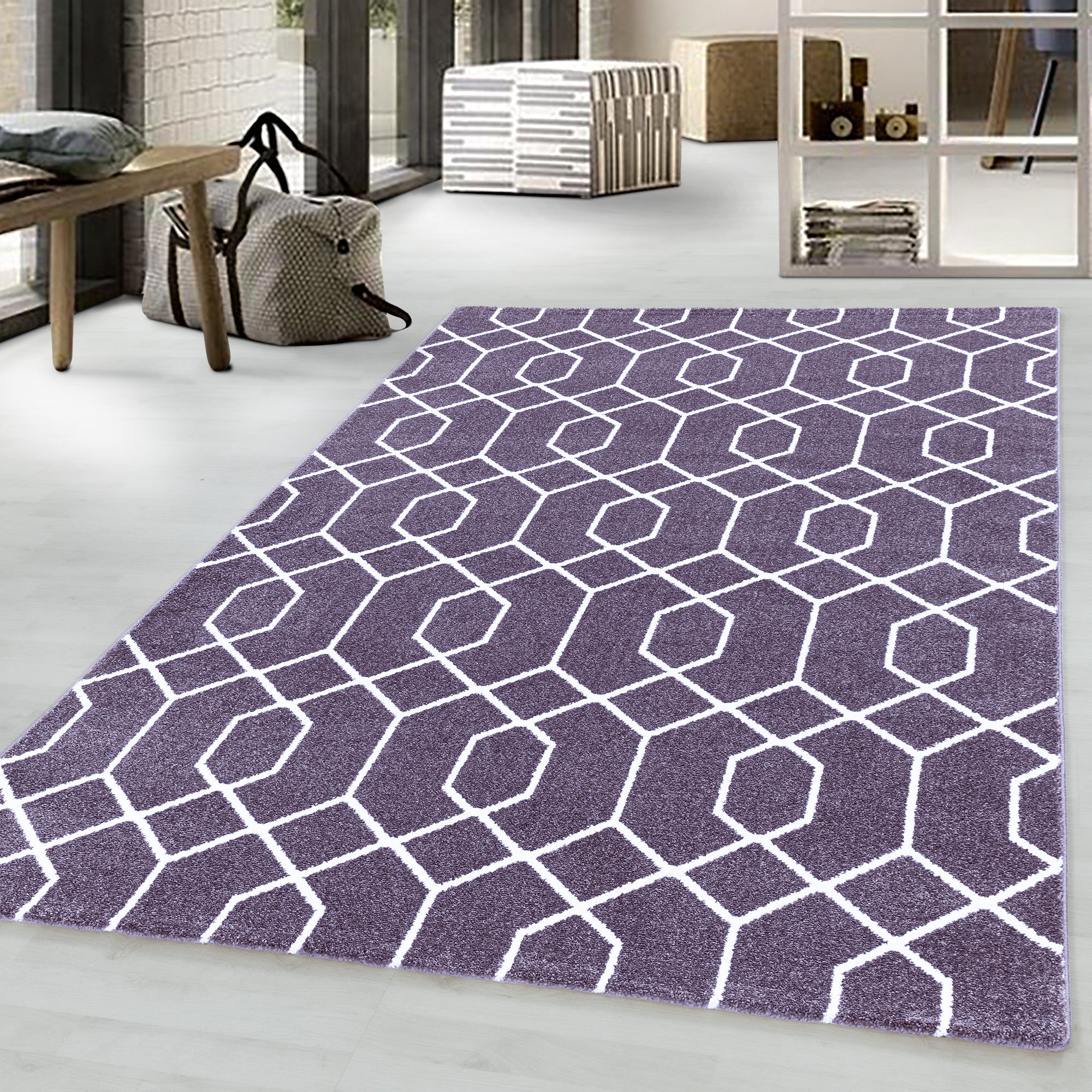 Kurzflor-Teppich lebhaftes geometrisches Design