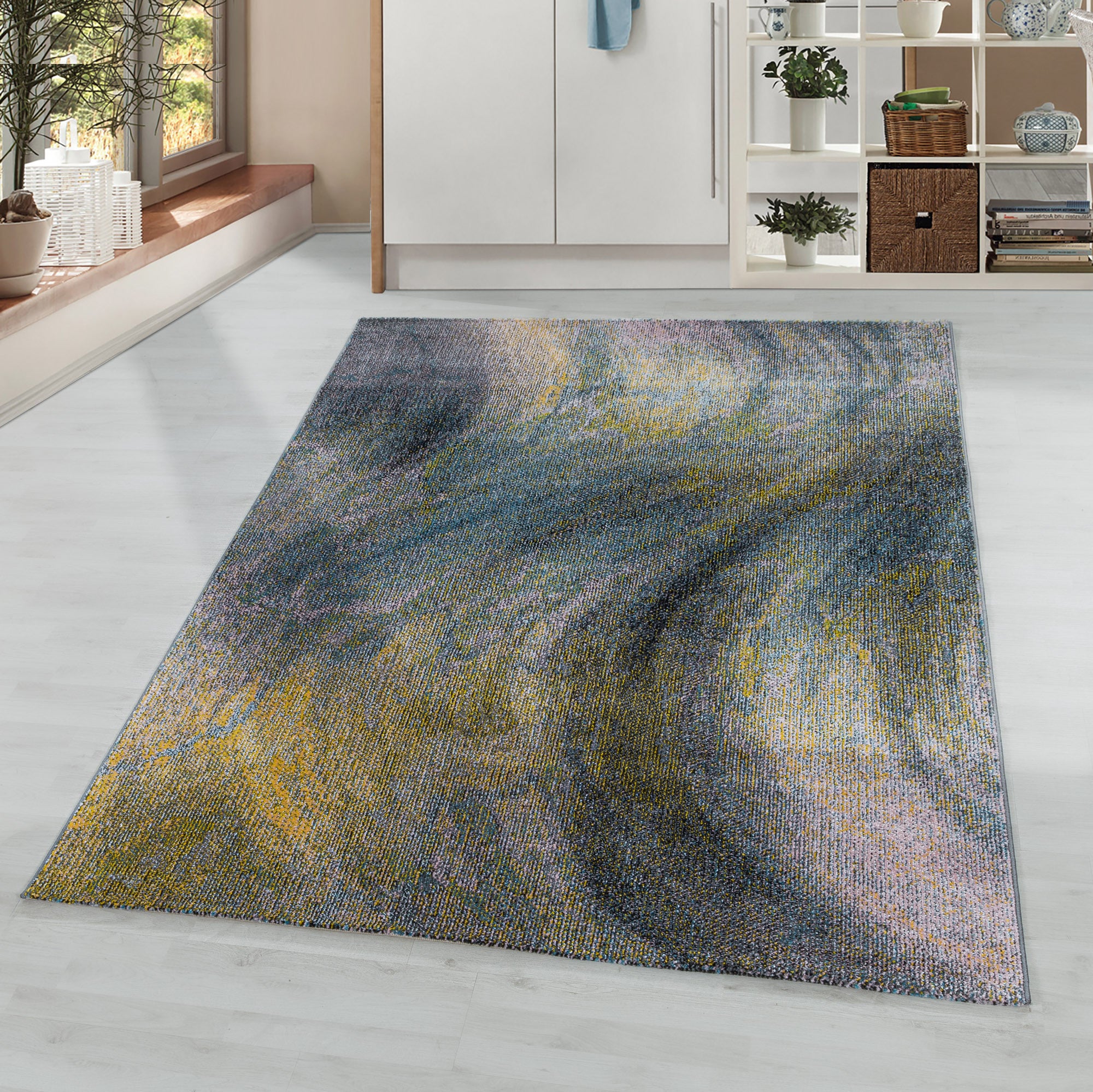 Kurzflor-Teppich im modernen abstrakten Wellen Stil