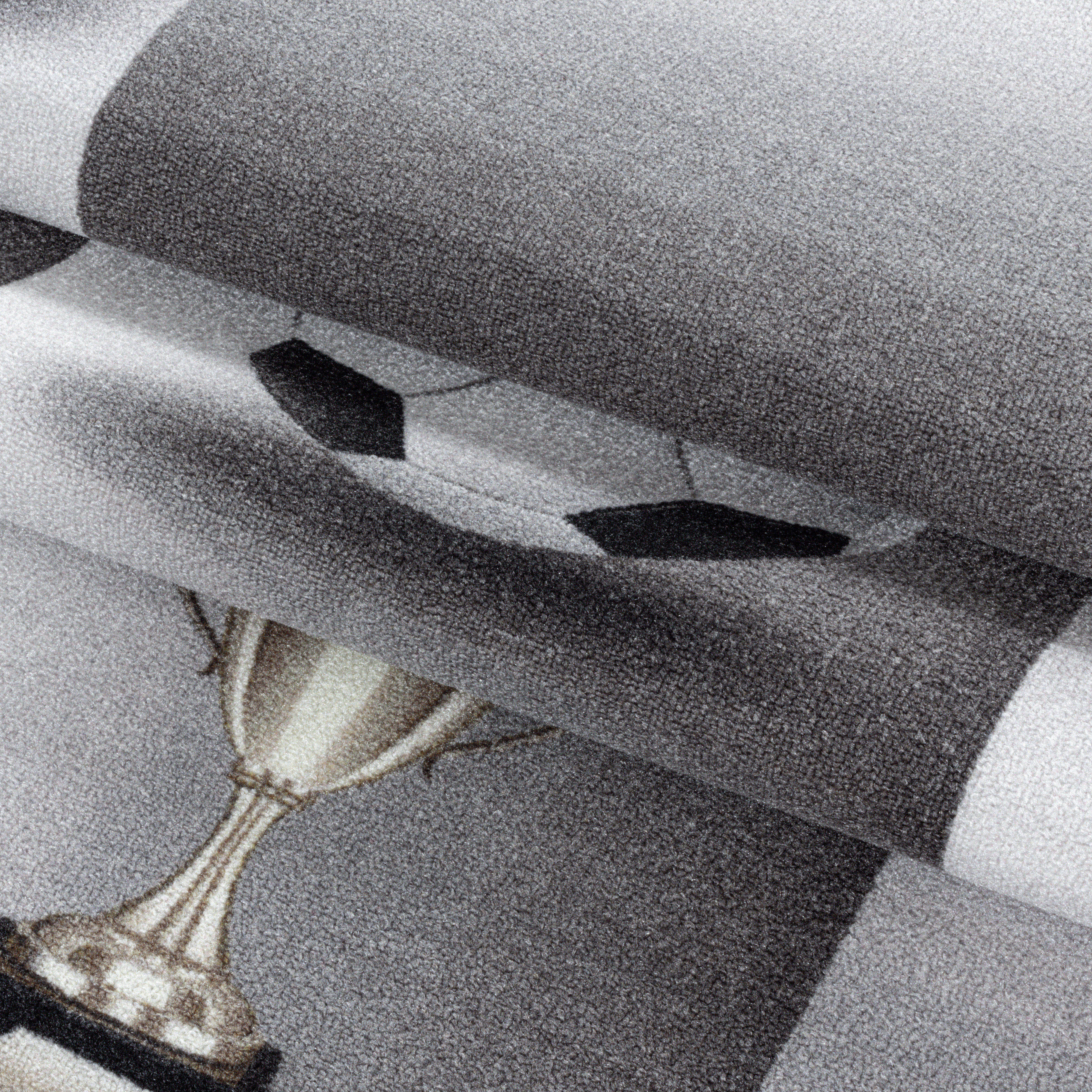 Kinder-Teppich grau im Fußball-Design