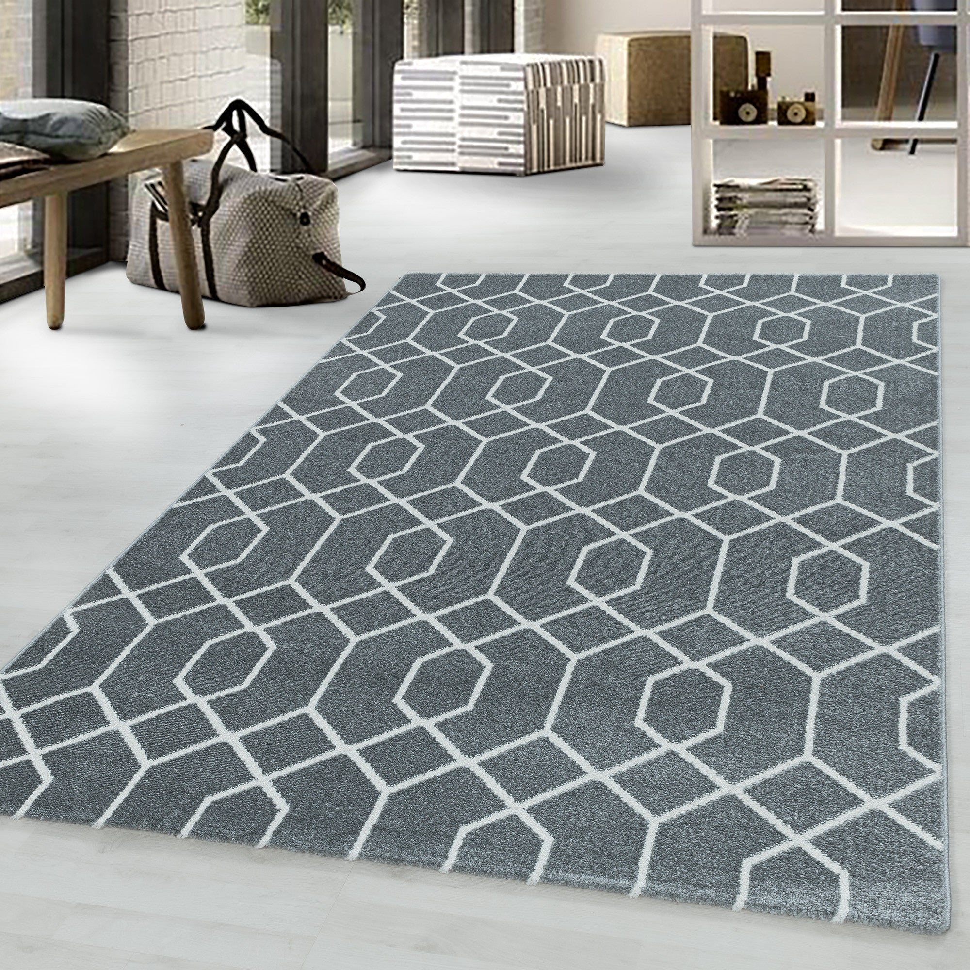 Kurzflor-Teppich lebhaftes geometrisches Design