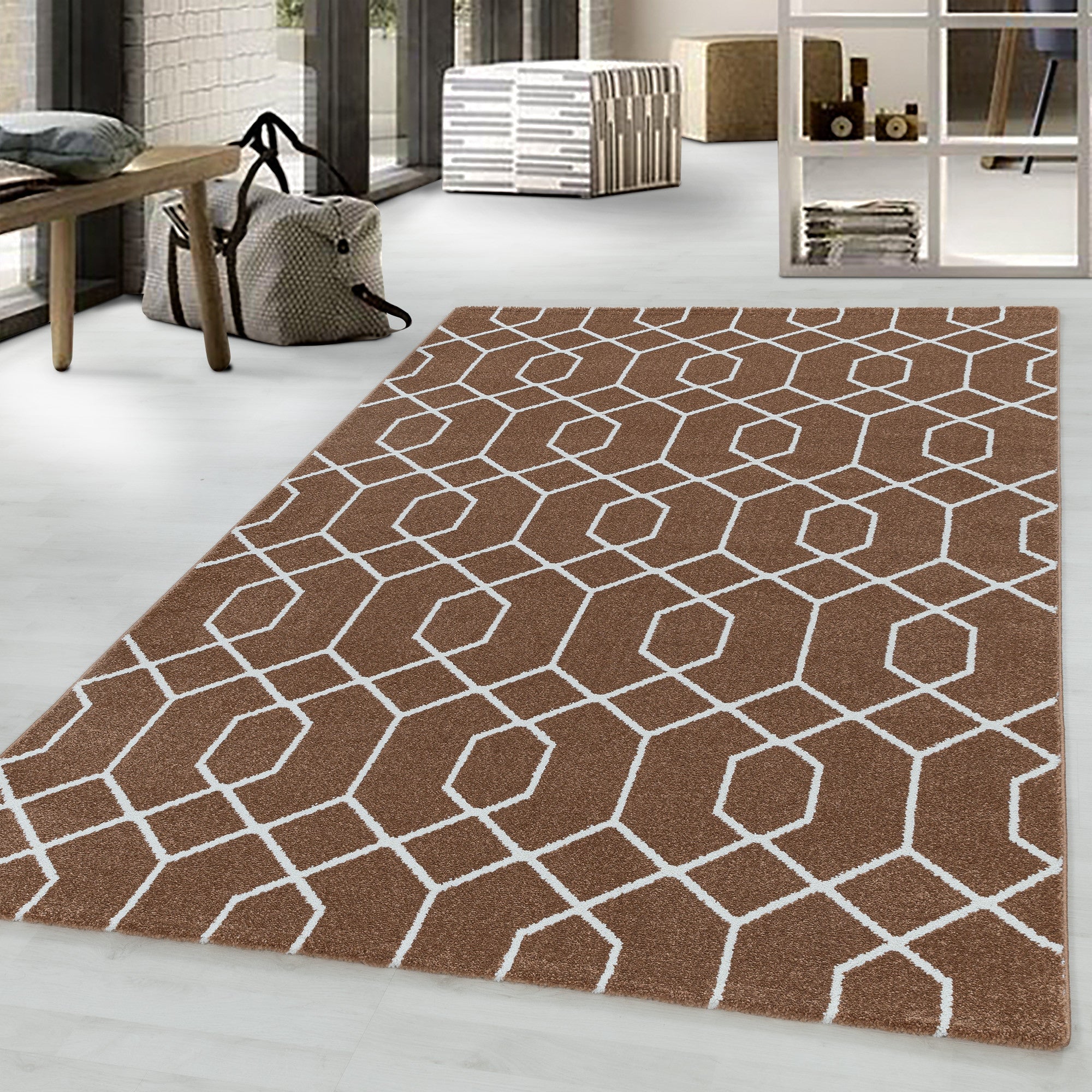 Kurzflor-Teppich lebhaftes geometrisches Design