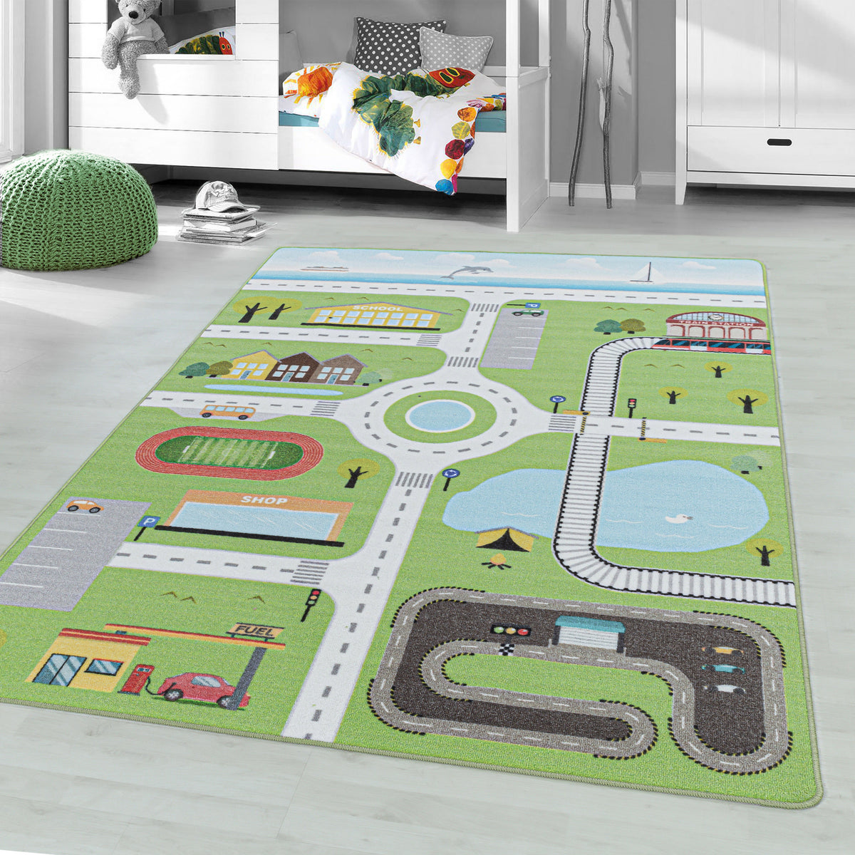 Kinder-Teppich weicher Straßenteppich bunt