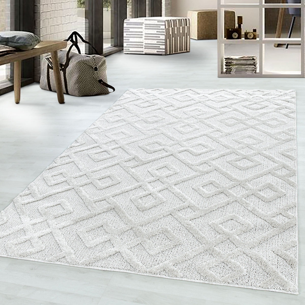 Hochflor-Teppich PISA – geometrisches Design