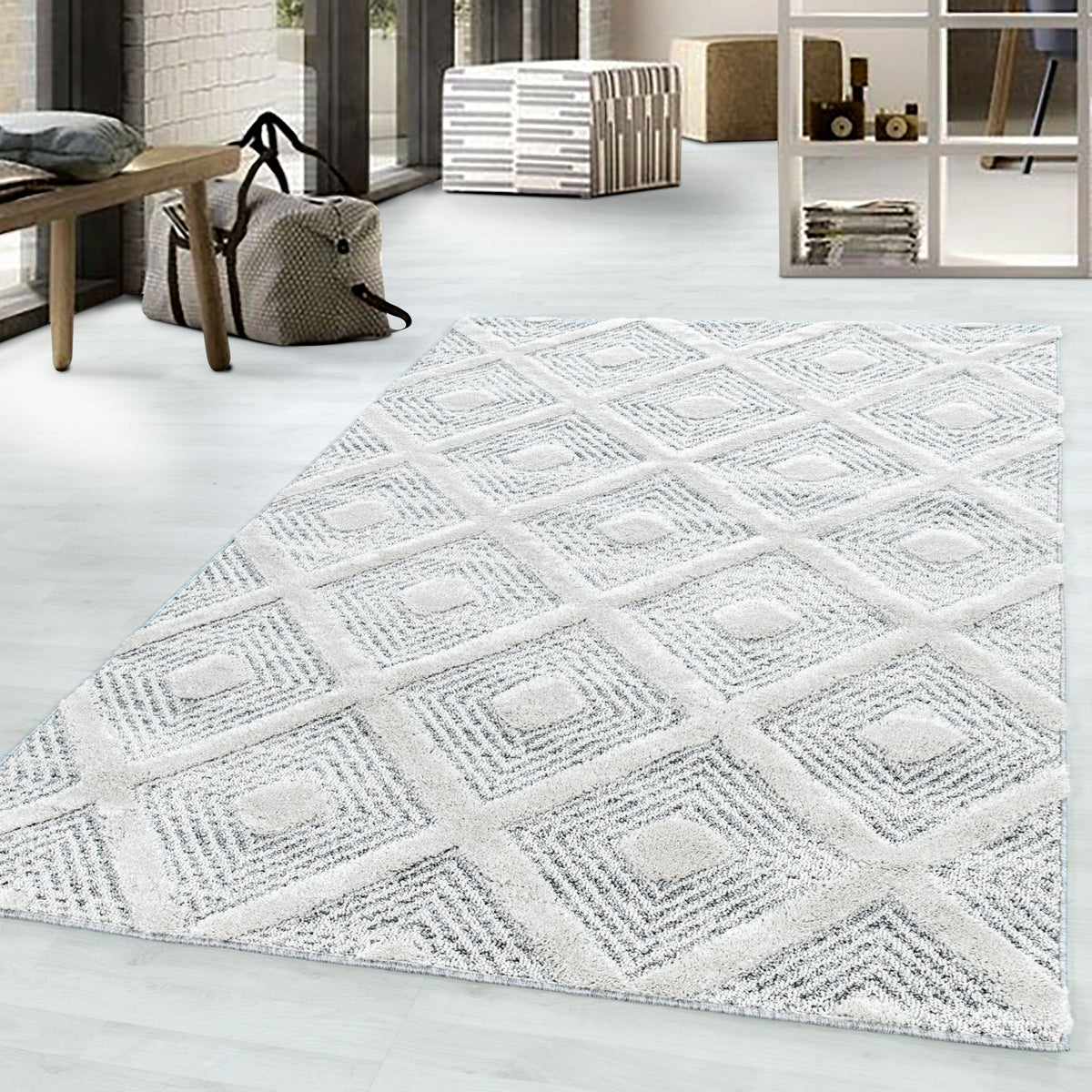 Hochflor-Teppich PISA – geometrisches Design