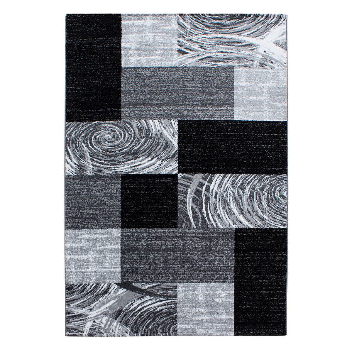 Kurzflor-Teppich kariertes Muster in braun und schwarz