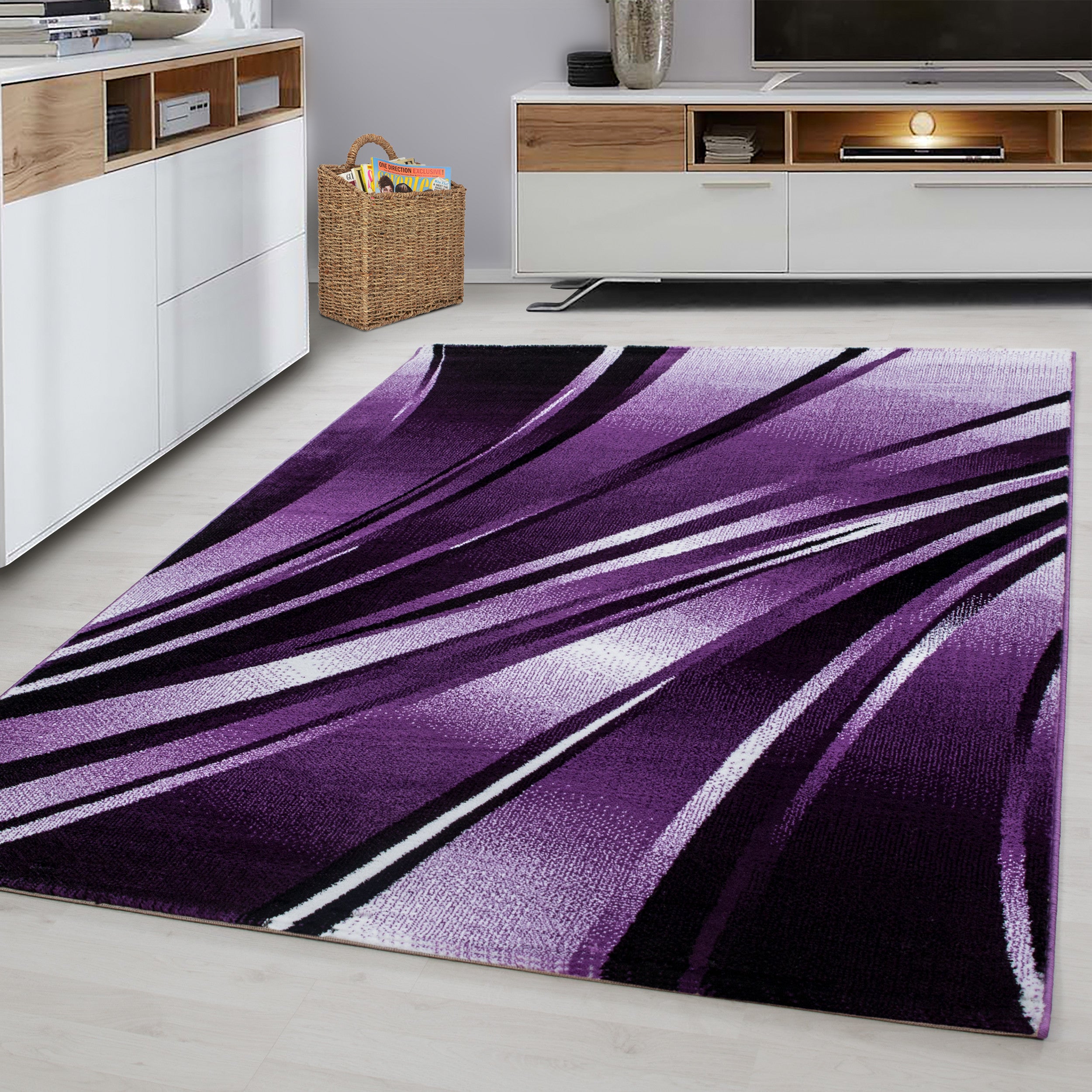 Kurzflor-Teppich in einzigartigem künstlerischem Wellen Design