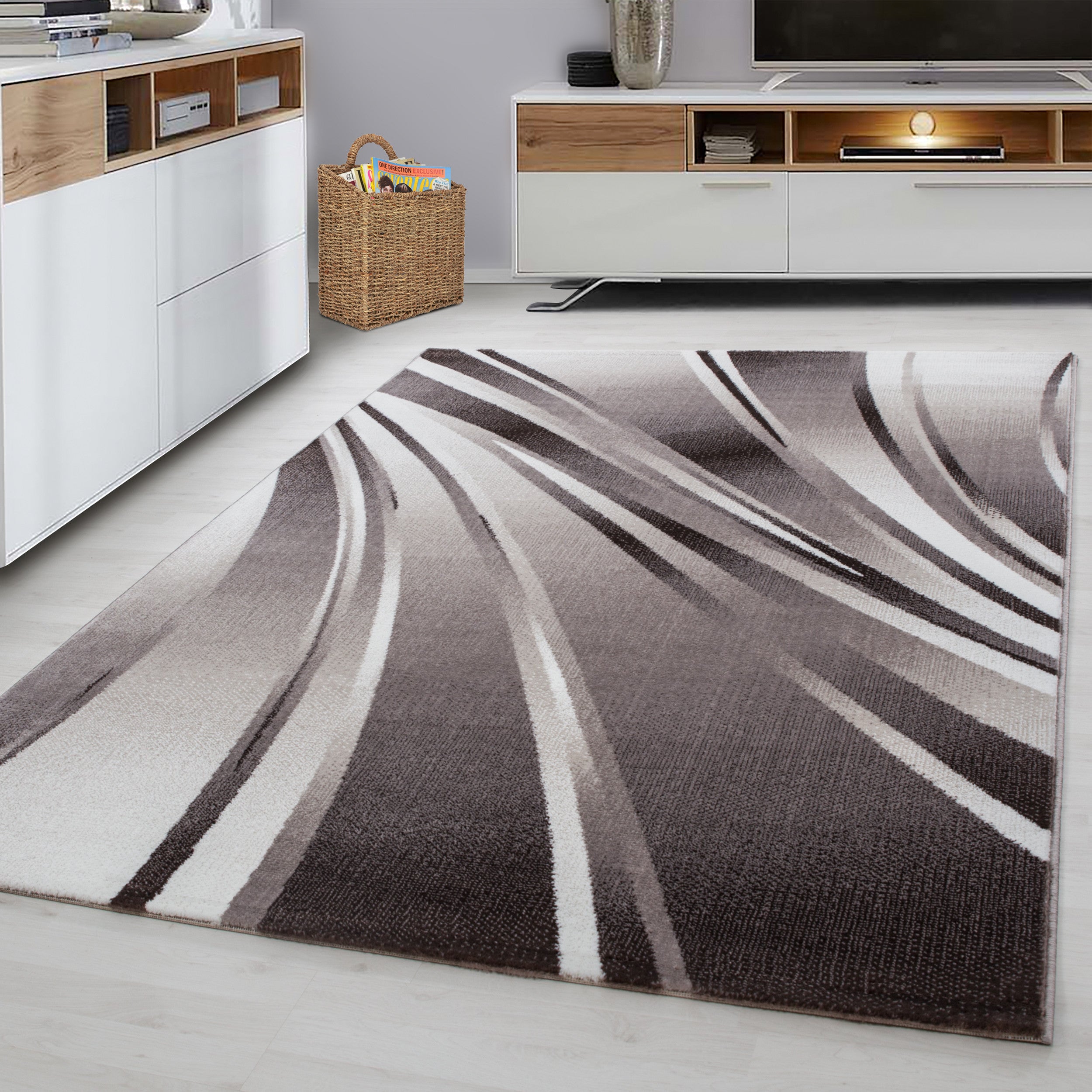 Kurzflor-Teppich in einzigartigem künstlerischem Wellen Design