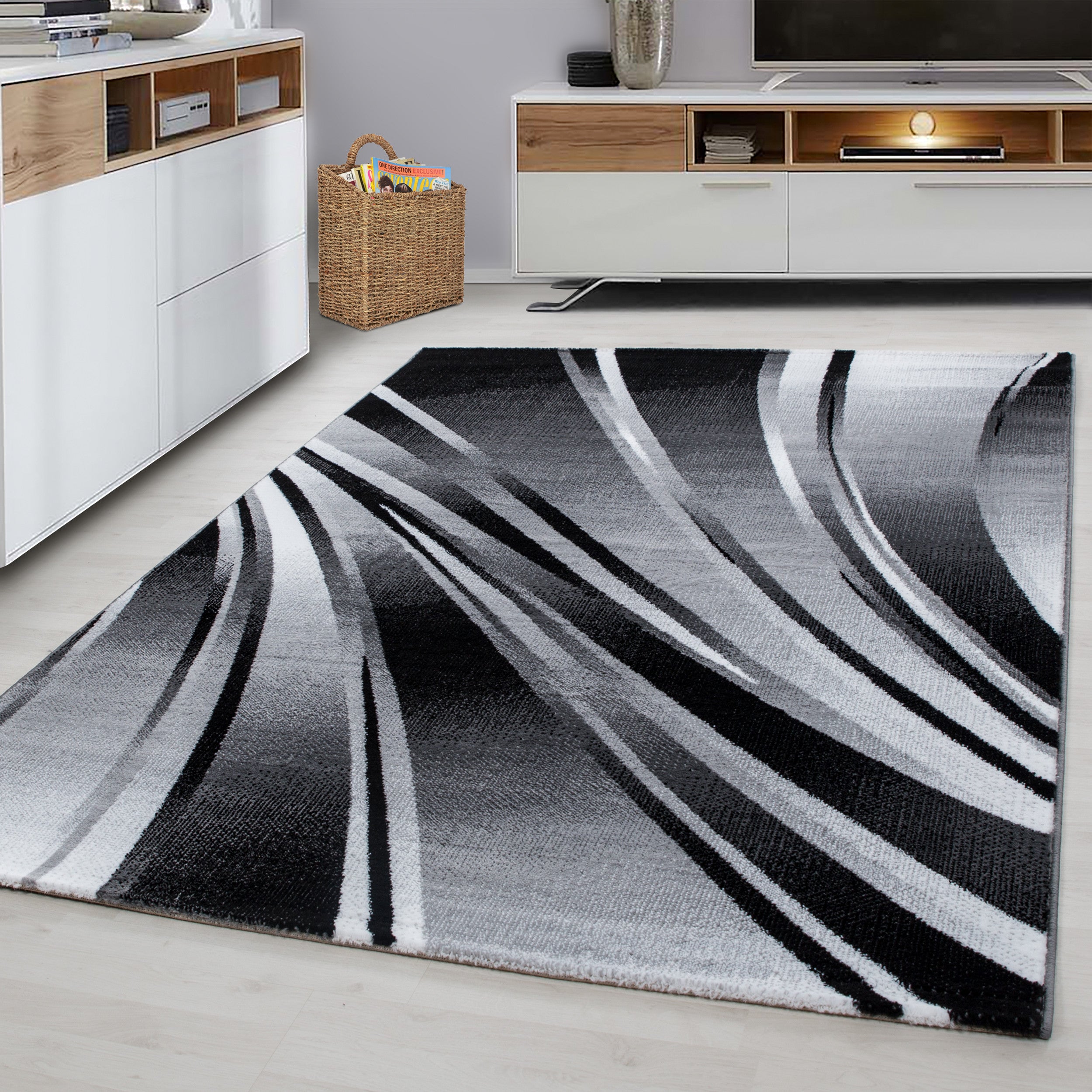 Kurzflor-Teppich in einzigartigem künstlerischem Wellen Design