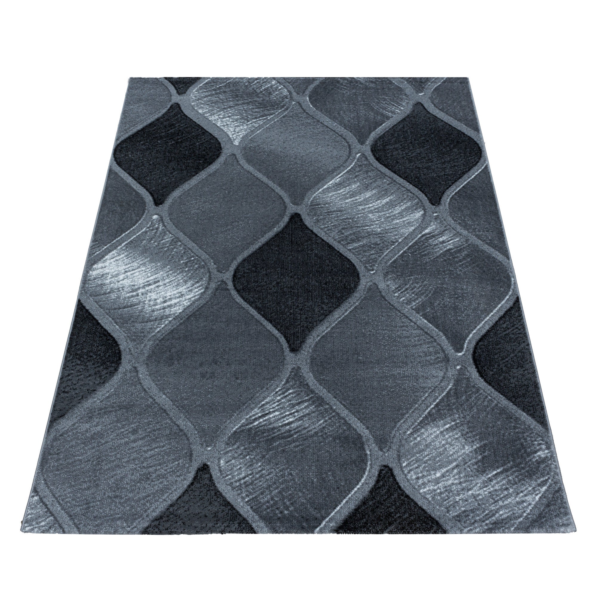 Kurzflor-Teppich stilvolles geometrisches Design schwarz