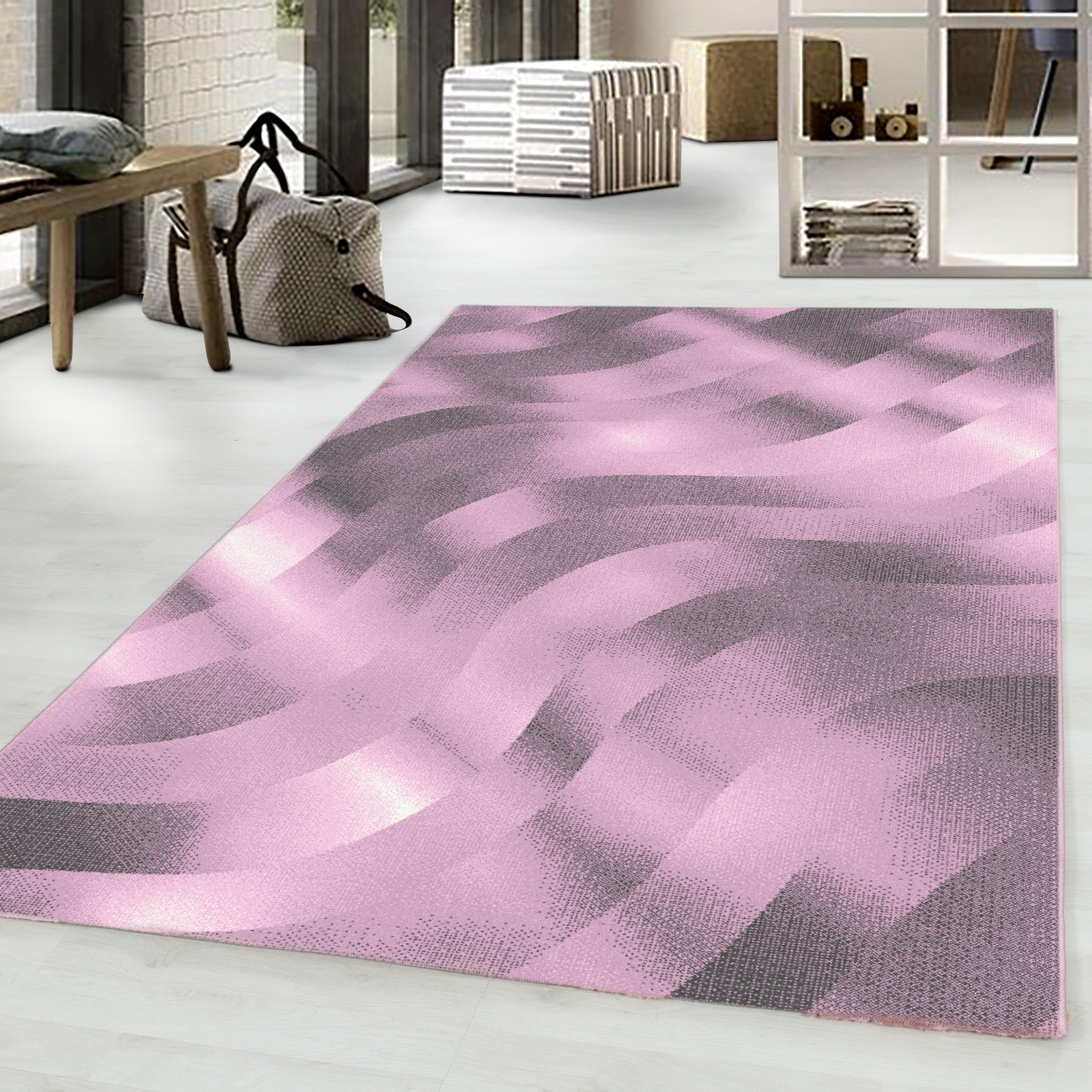Kurzflor-Teppich im eleganten zeitgenössischen Abstraktlook