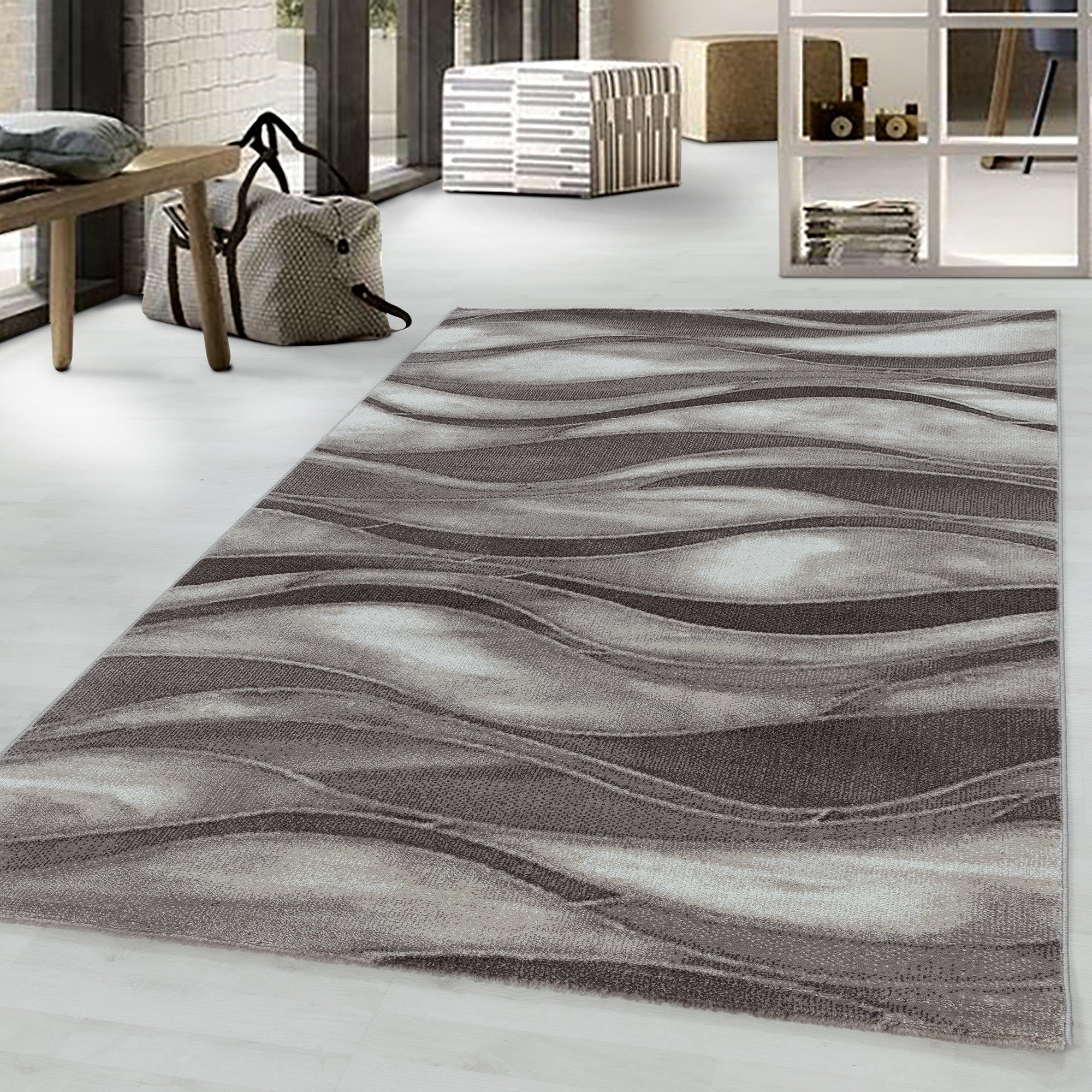 Kurzflor-Teppich im Wellen Design: elegant und gemütlich
