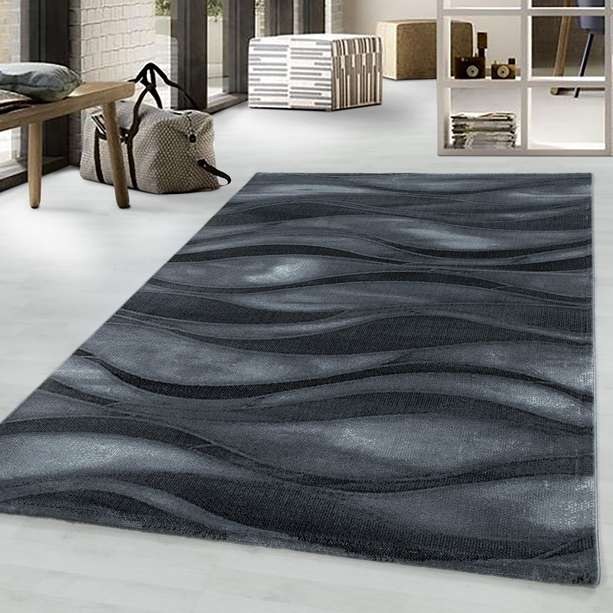Kurzflor-Teppich im Wellen Design: elegant und gemütlich