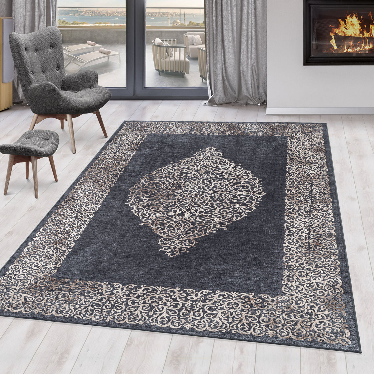 Design 4303 Schwarz Rechteckig