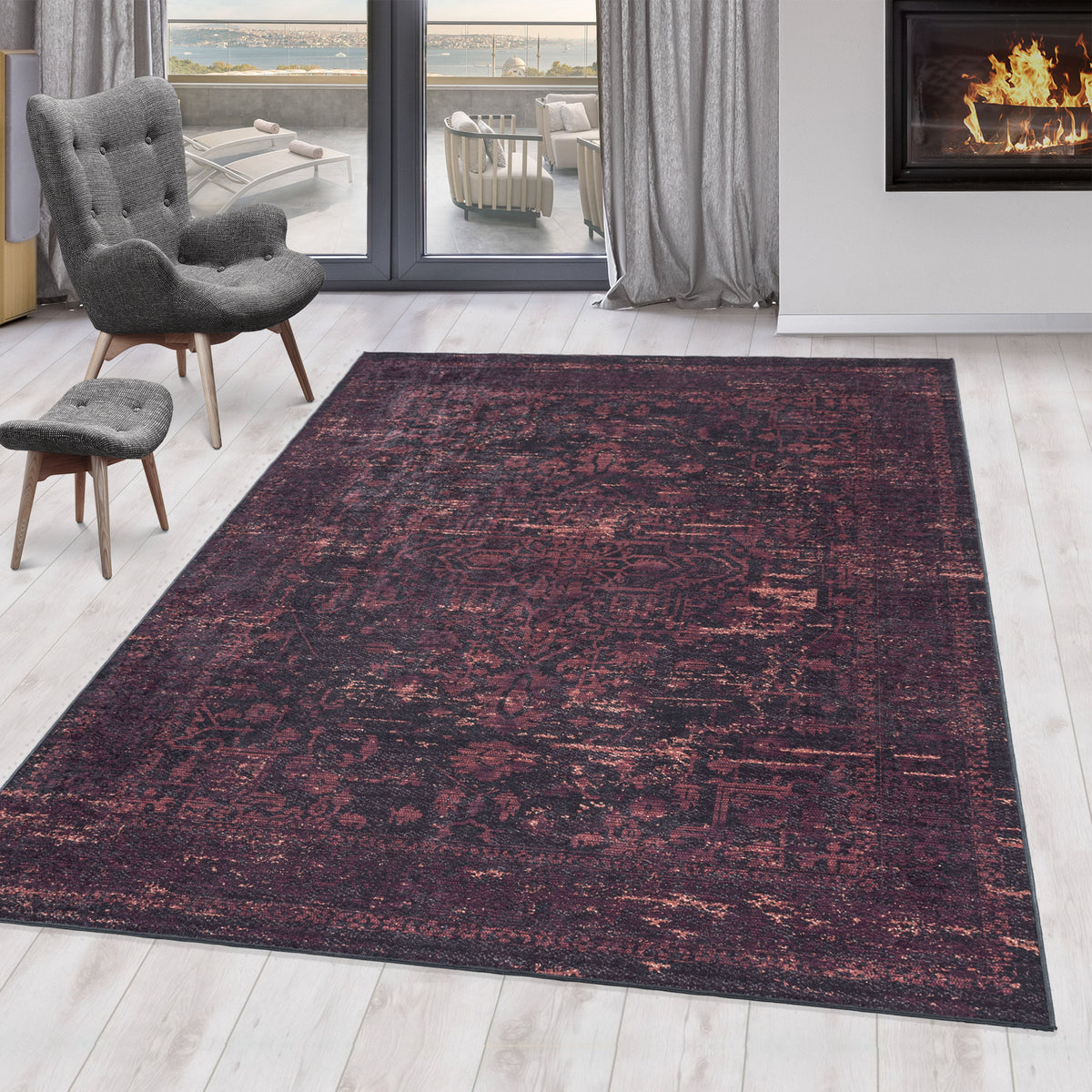 Waschbarer Teppich FIESTA – Vintage-Design
