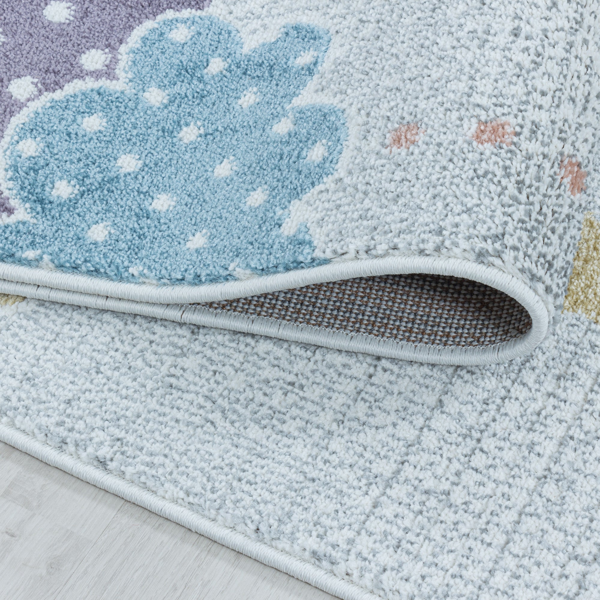 Kinder-Teppich Wolken Sterne Design verschieden Farben