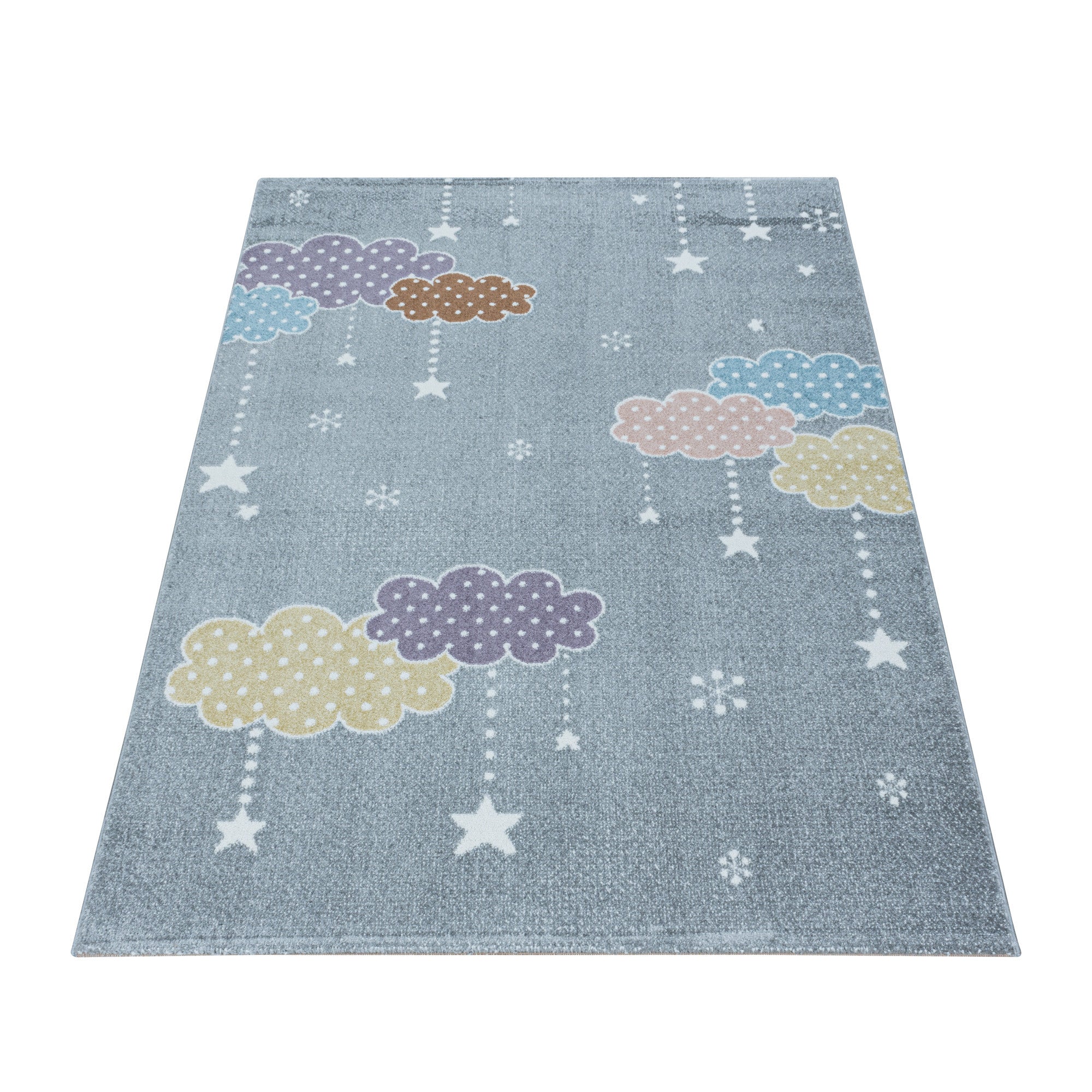Kinder-Teppich Wolken Sterne Design verschieden Farben