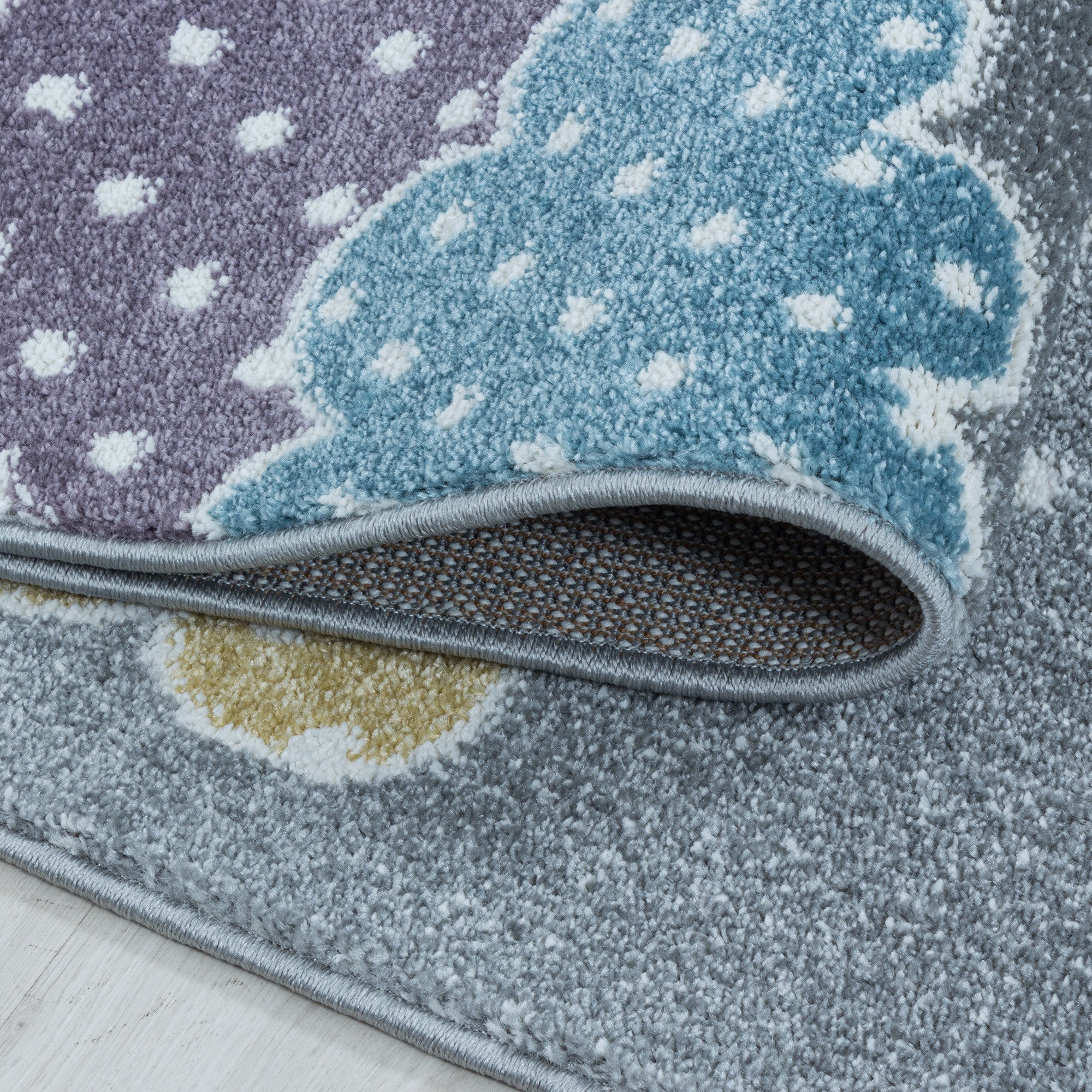 Kinder-Teppich Wolken Sterne Design verschieden Farben