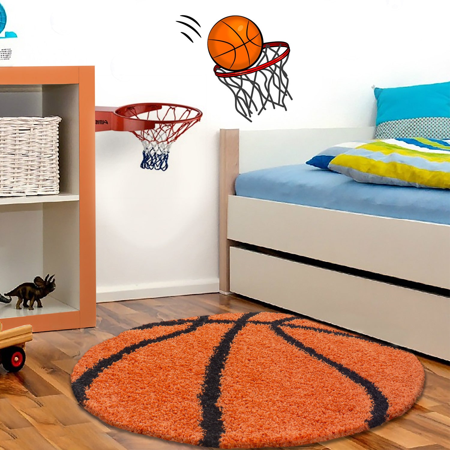 Kinder-Teppich rund Baketball Design