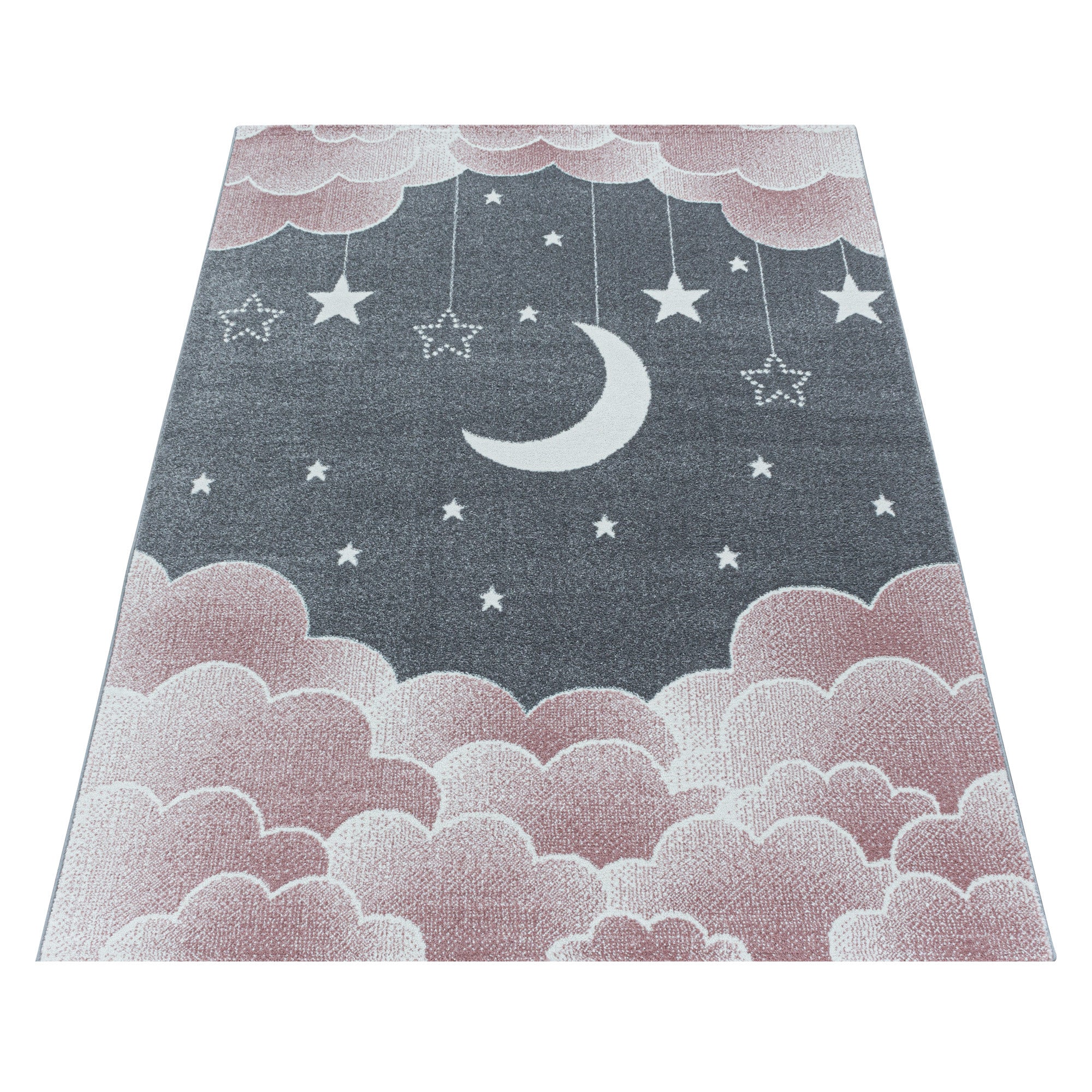 Kinder-Teppich Mond und Sterne Design in verschiedenen Farben