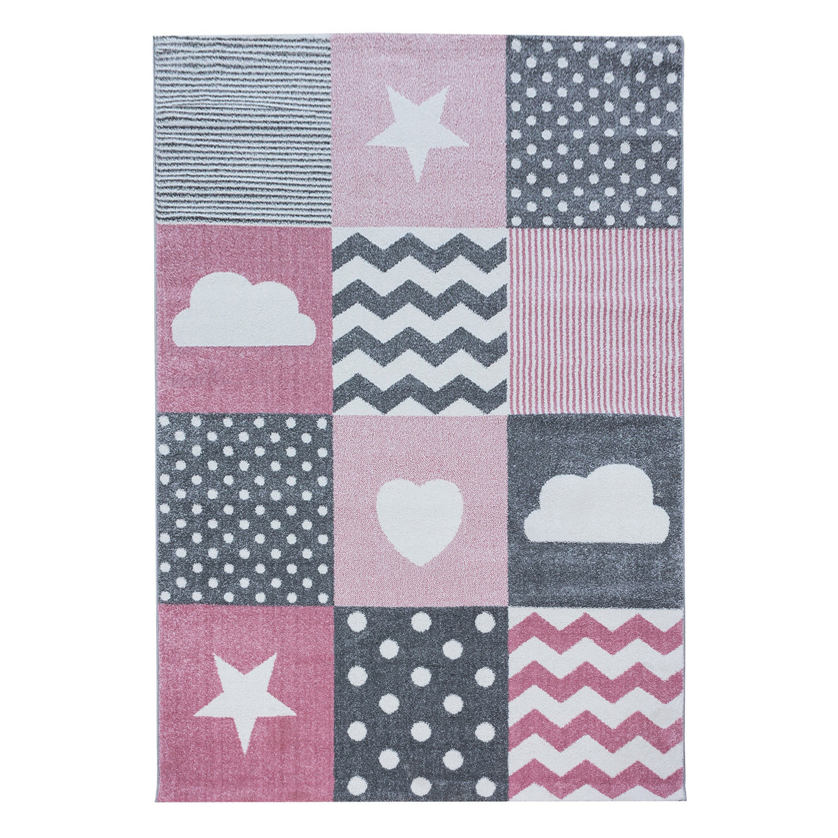 Kinder-Teppich rosa Herz und Stern Design