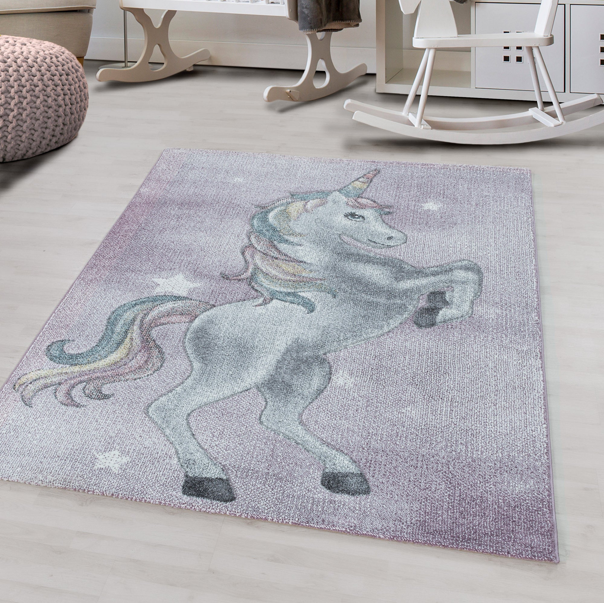 Kinder-Teppich niedliches Einhorn Design in verschiedenen Farben