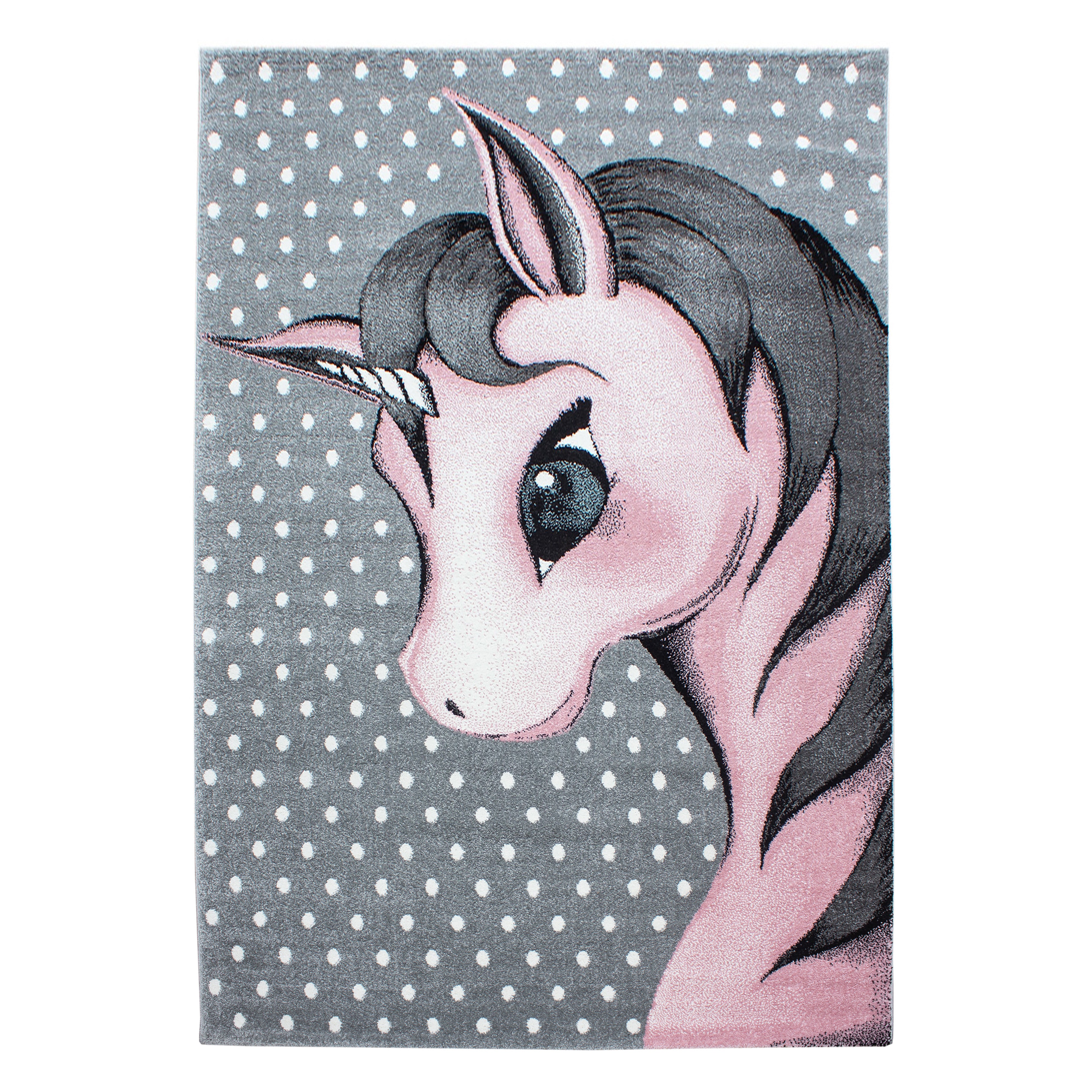 Kinder-Teppich in rosa weich im Einhorn-Design
