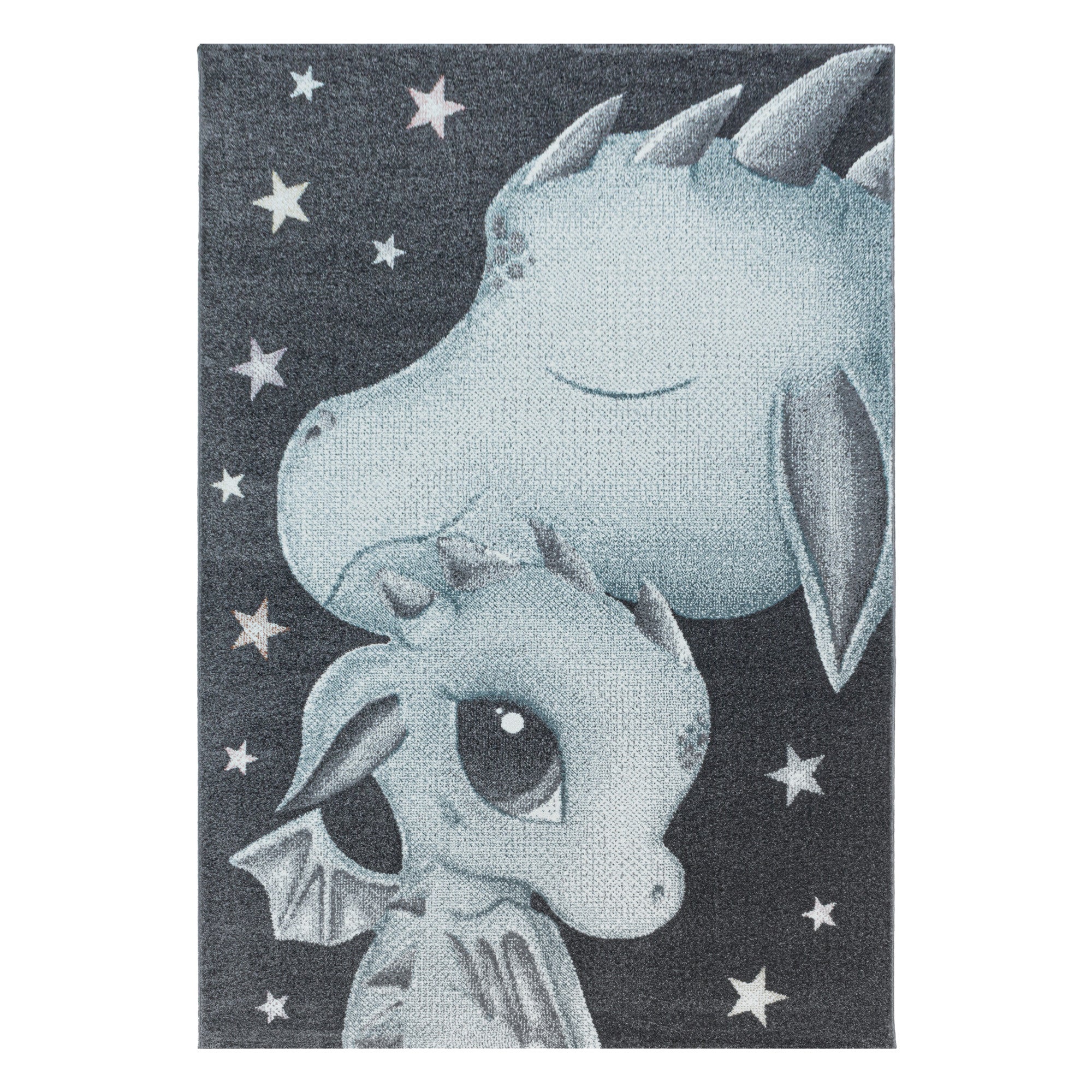 Kinder-Teppich rosa und blau Drachen Design niedlich