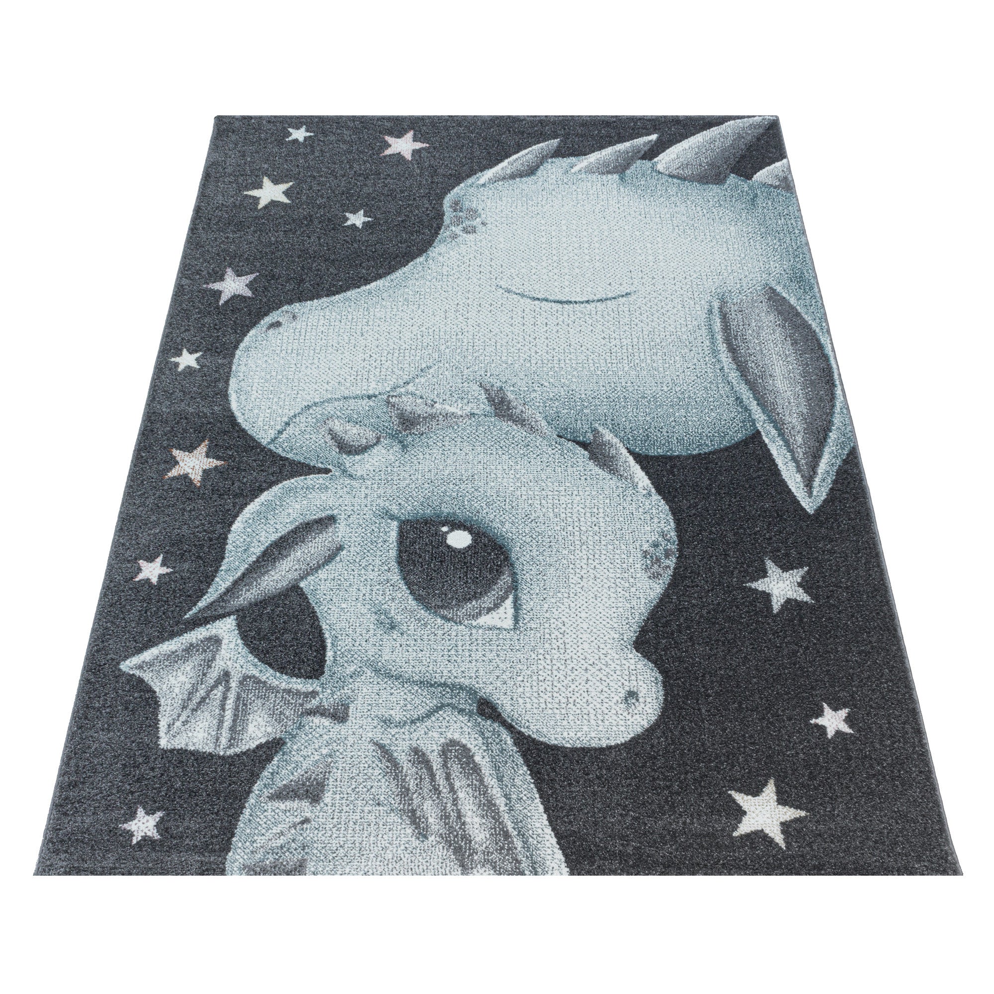 Kinder-Teppich rosa und blau Drachen Design niedlich